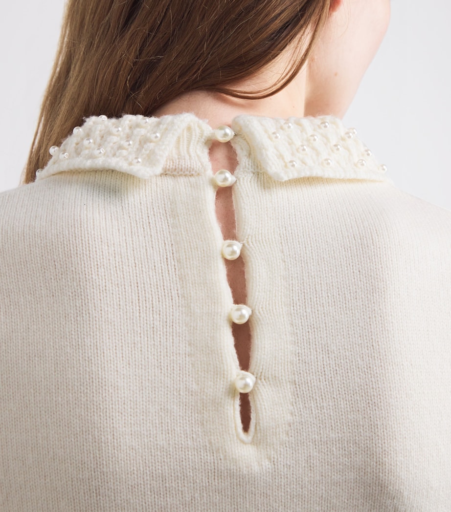 Wool-Cashmere Embellished Sweater ECRU Image 6