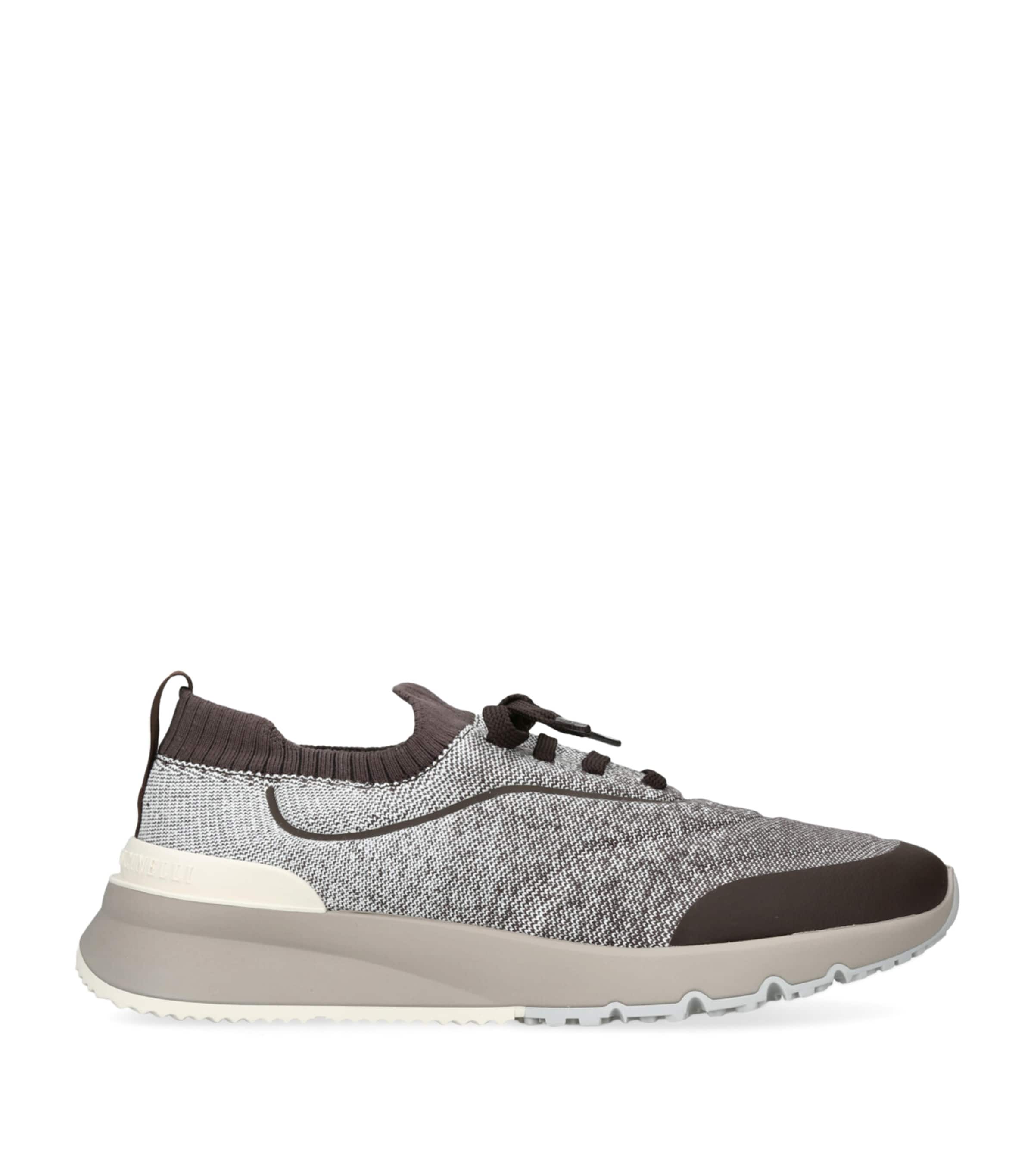 Brunello Cucinelli Stylish Sneakers With Contrast Sole And Round Toe In Brown