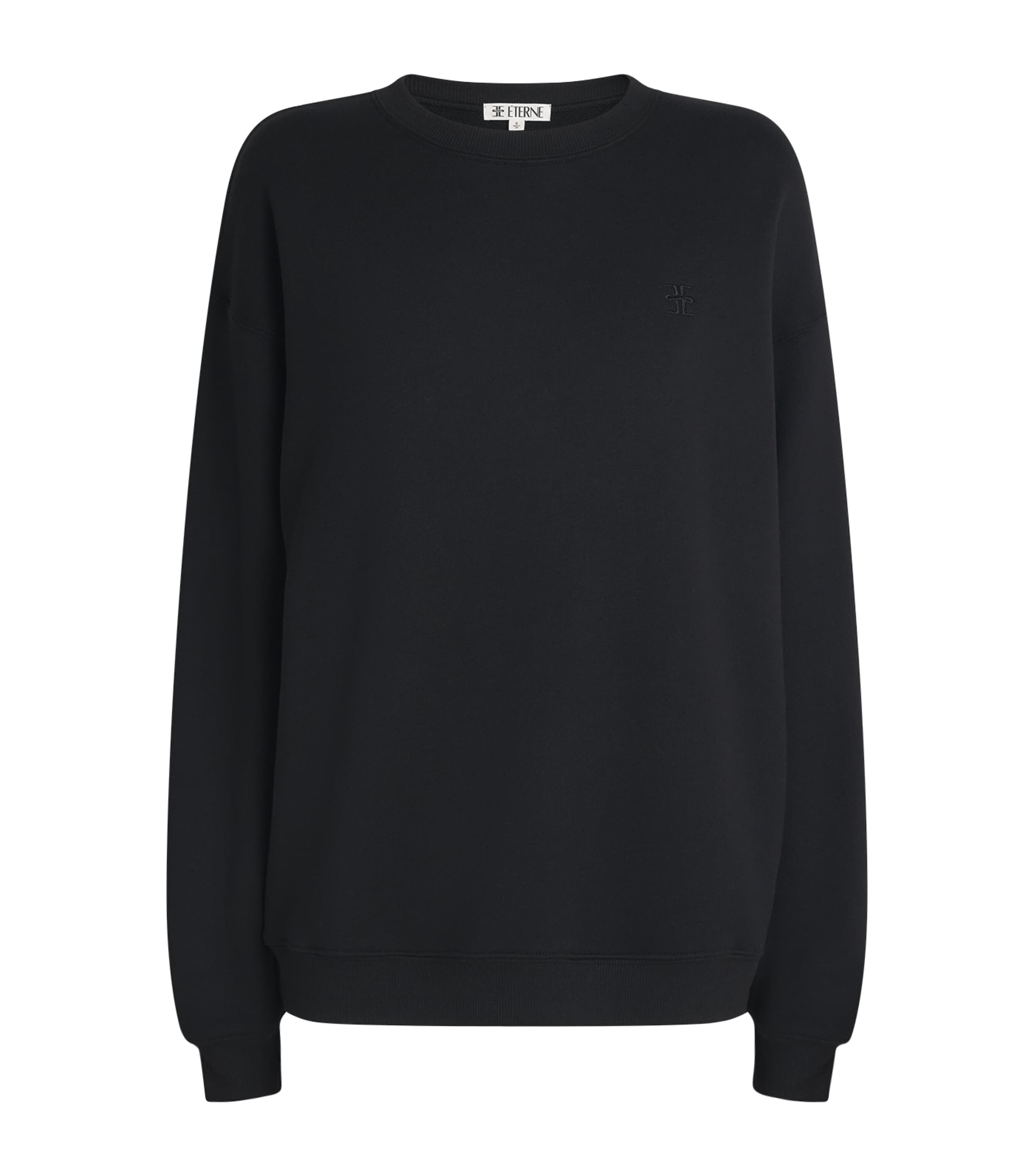 ÉTERNE Womens French Terry Oversized Sweatshirt Black Image 1