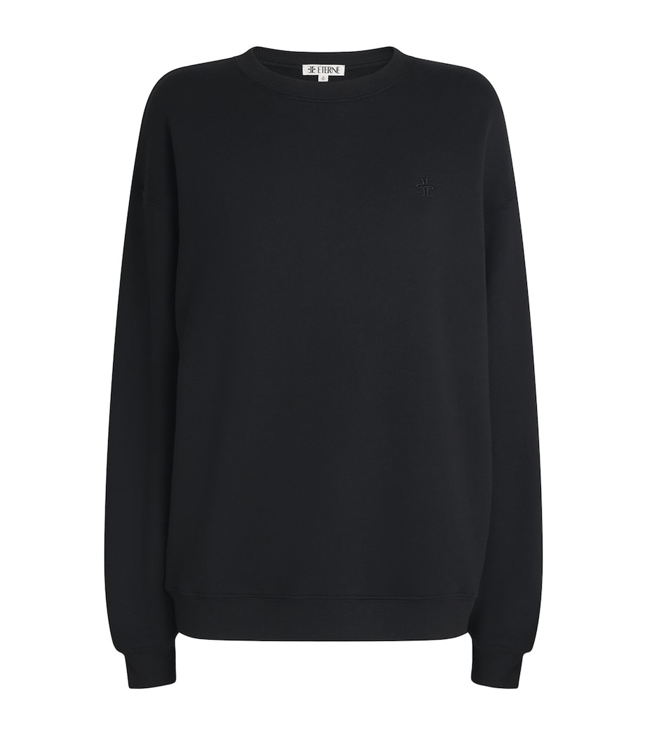 ÉTERNE Womens French Terry Oversized Sweatshirt Black Image 1