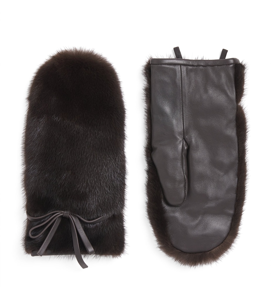 Mink Fur-Leather Mittens MAHO Image 1