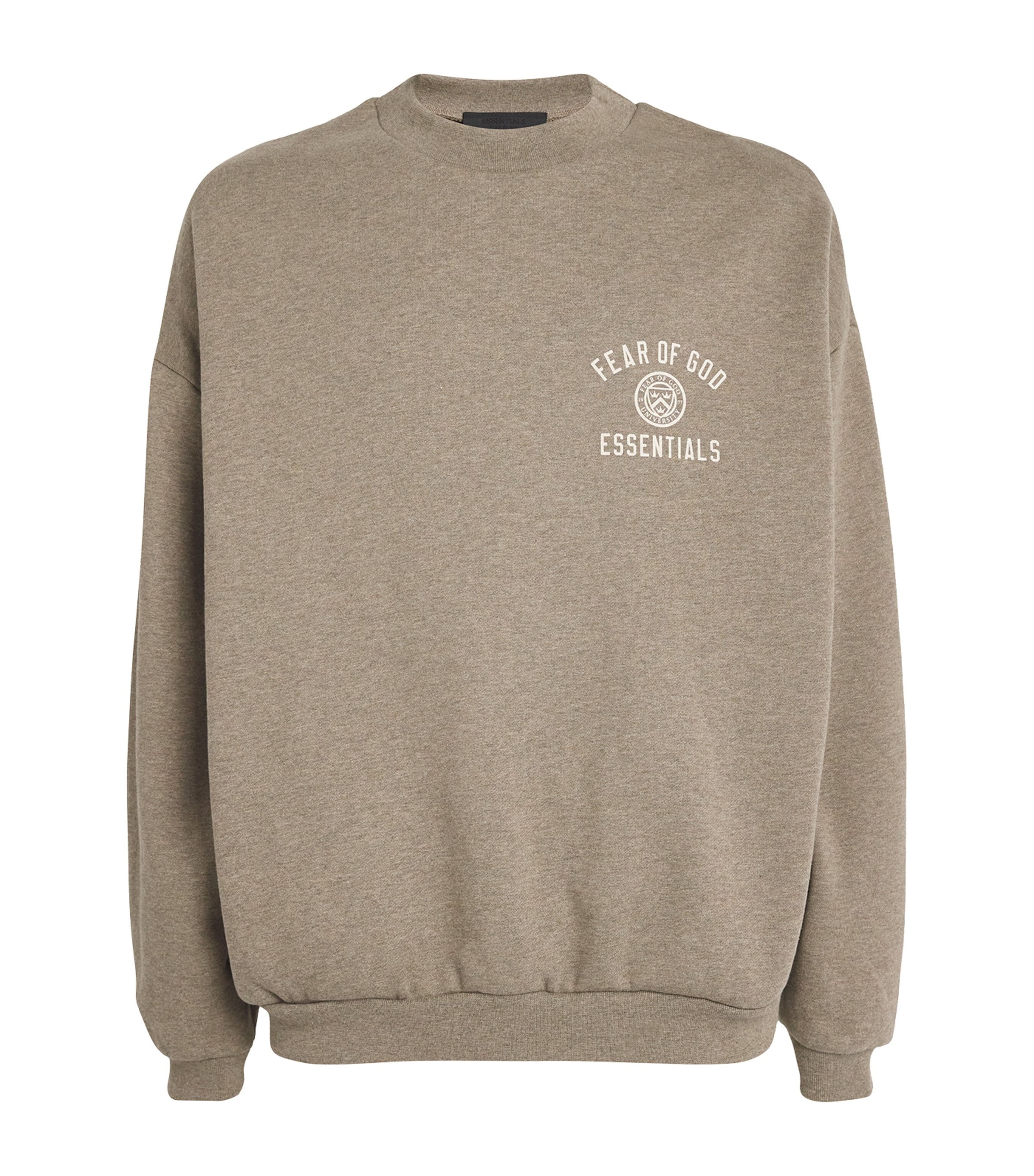 FEAR OF GOD ESSENTIALS Mens University Crest Logo Sweatshirt Heather Gray Image 1