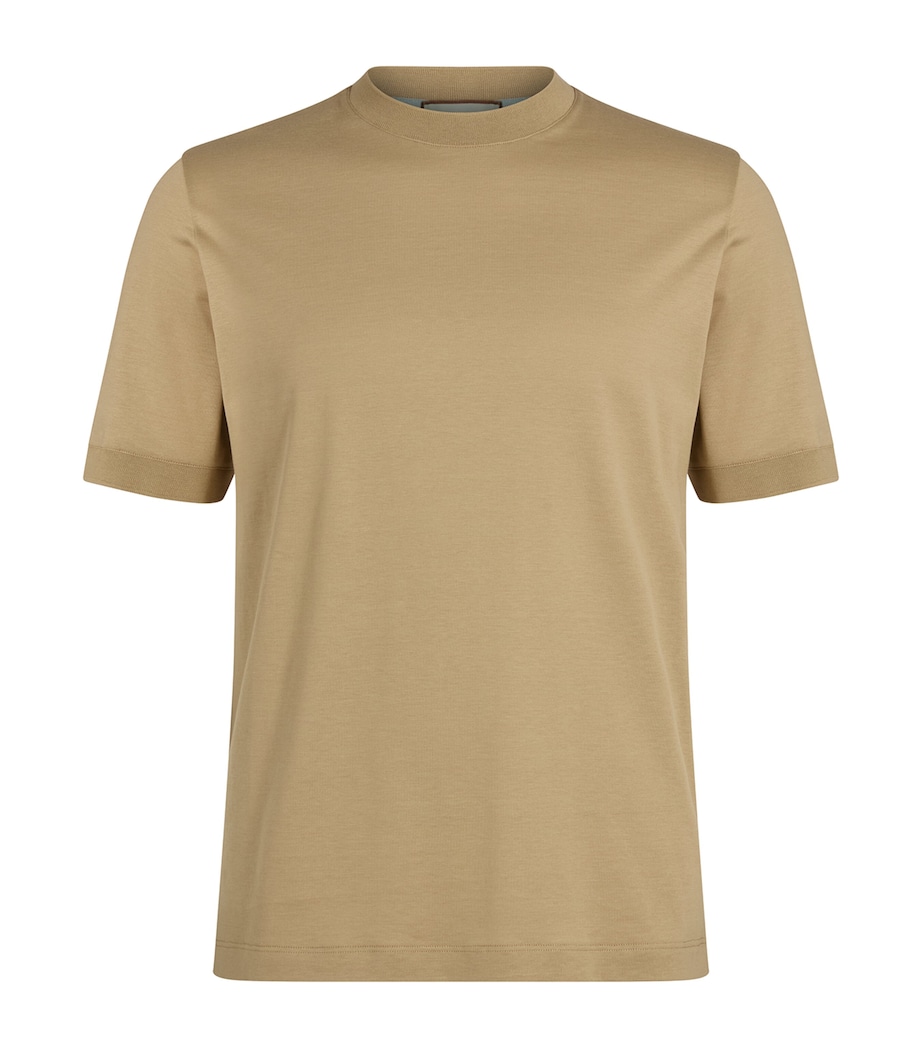 Canali Mens Cotton-Silk T-Shirt Beige Image 1