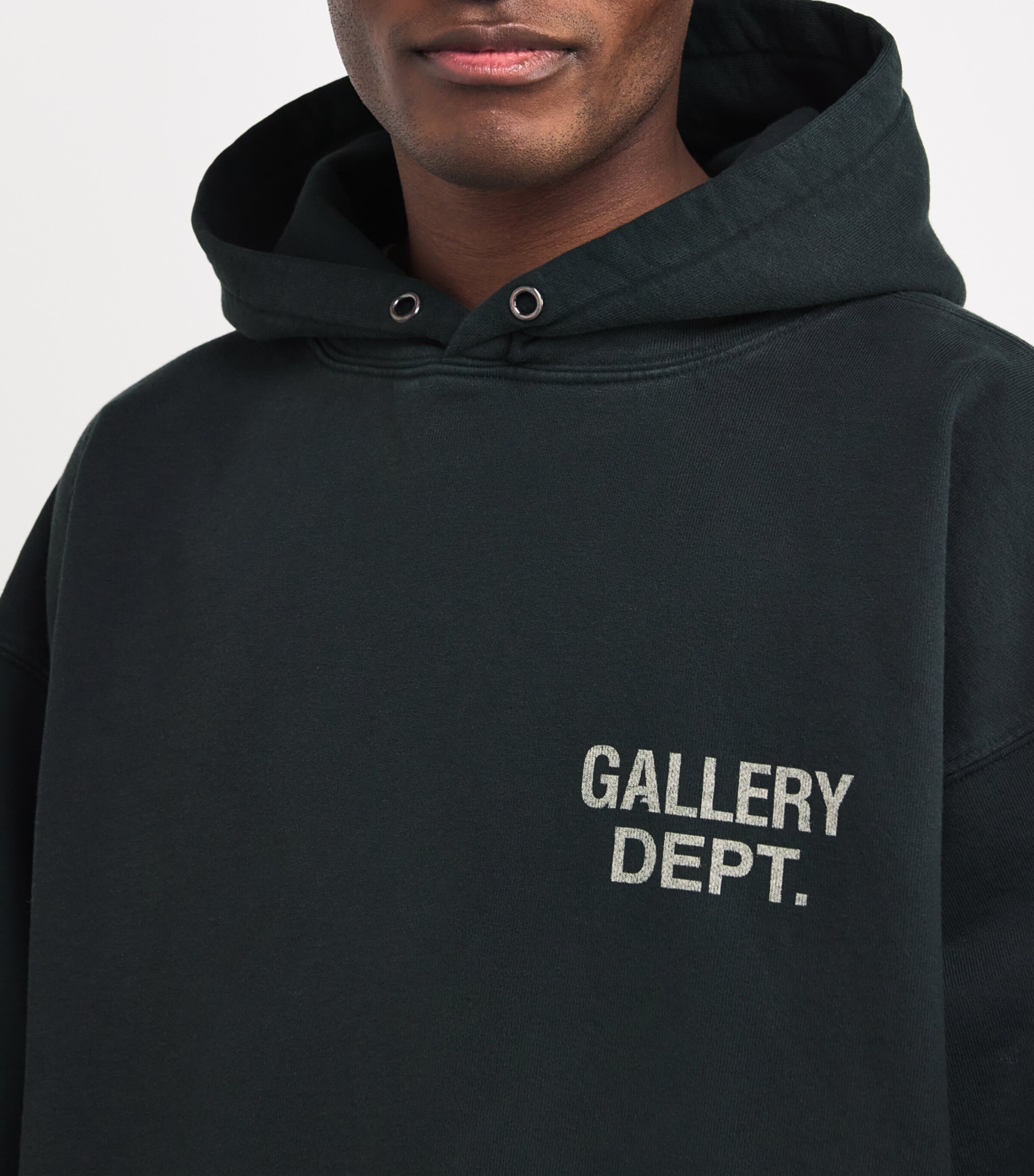 GALLERY DEPT. Mens Cotton Logo 90s Hoodie Vintage Black Image 6