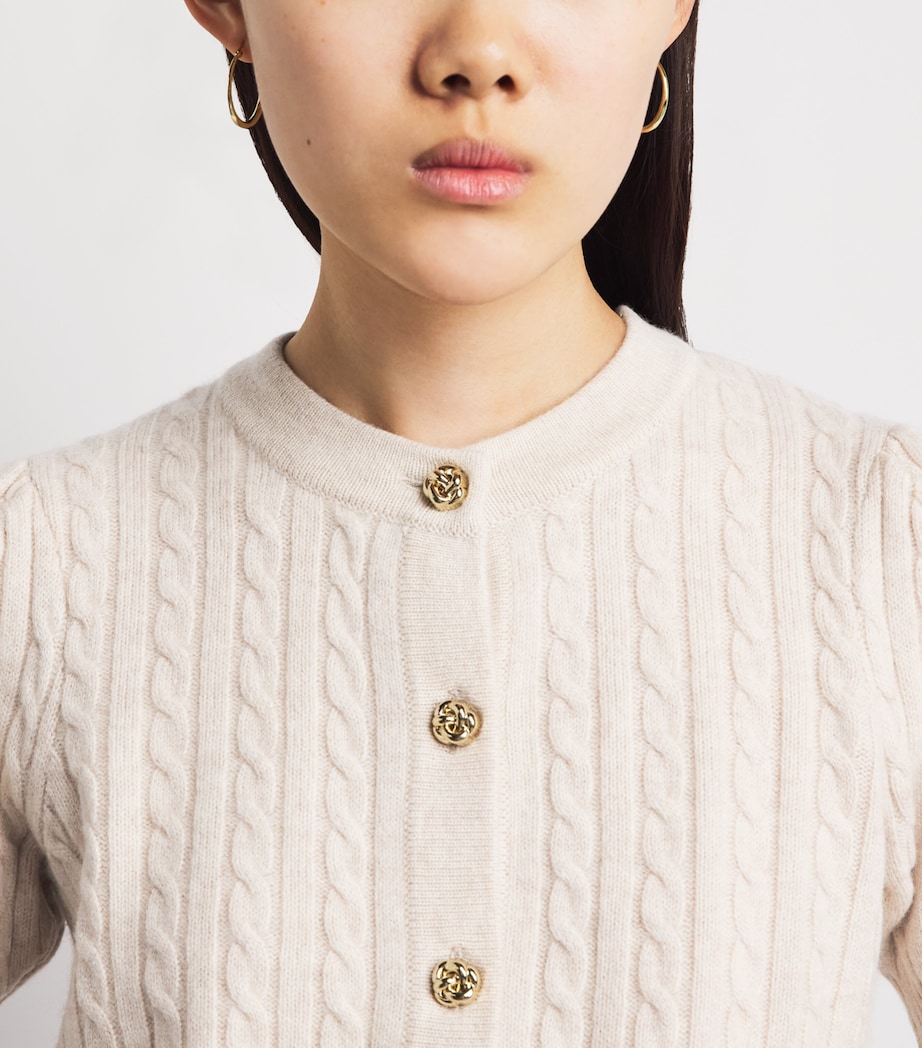 Sandro Paris Womens Wool-Cashmere Denim-Collar Cardigan Beige Image 5