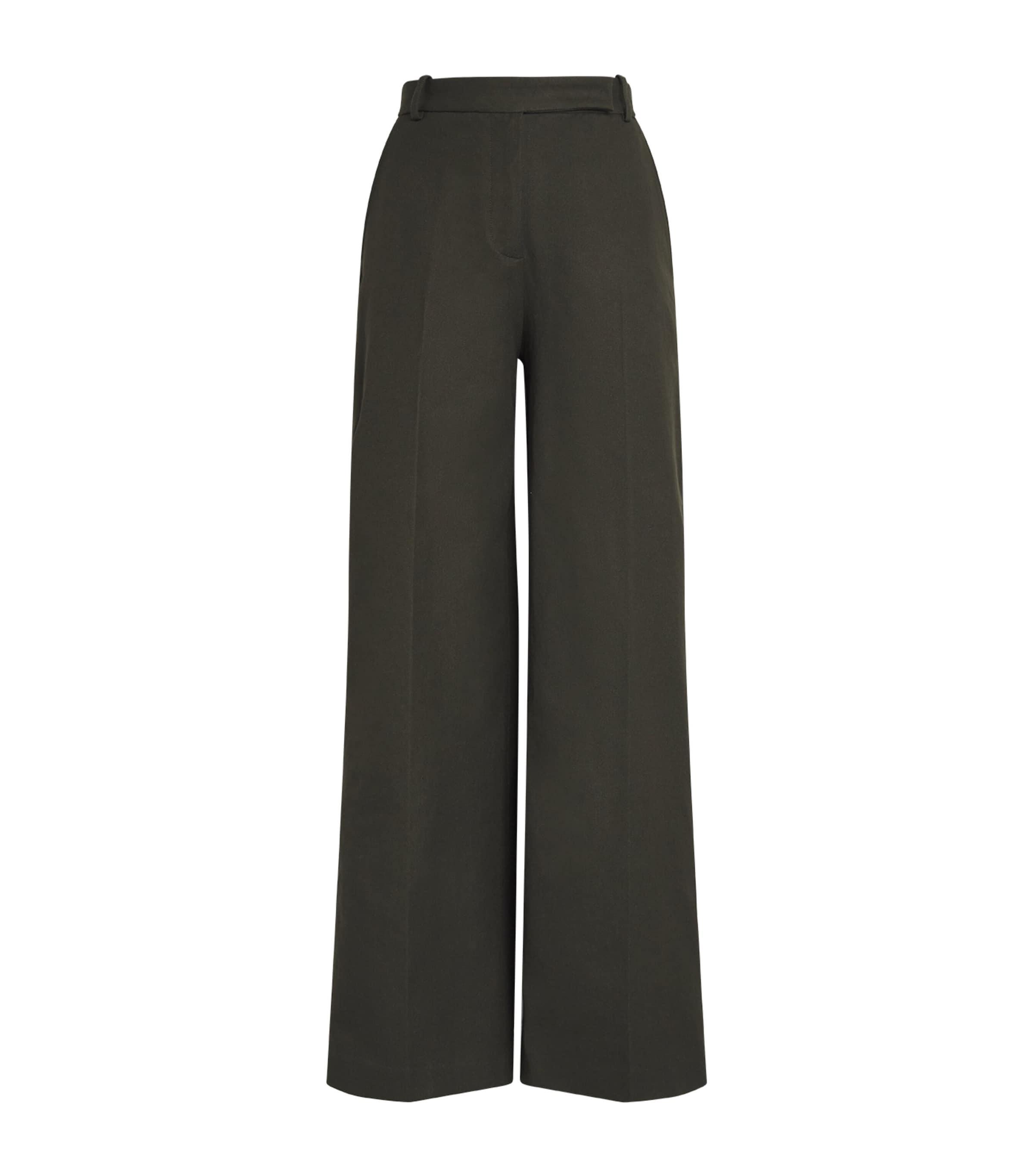 Joseph Womens Gabardine Yukio Wide-Leg Trousers Palm Leaf Image 1
