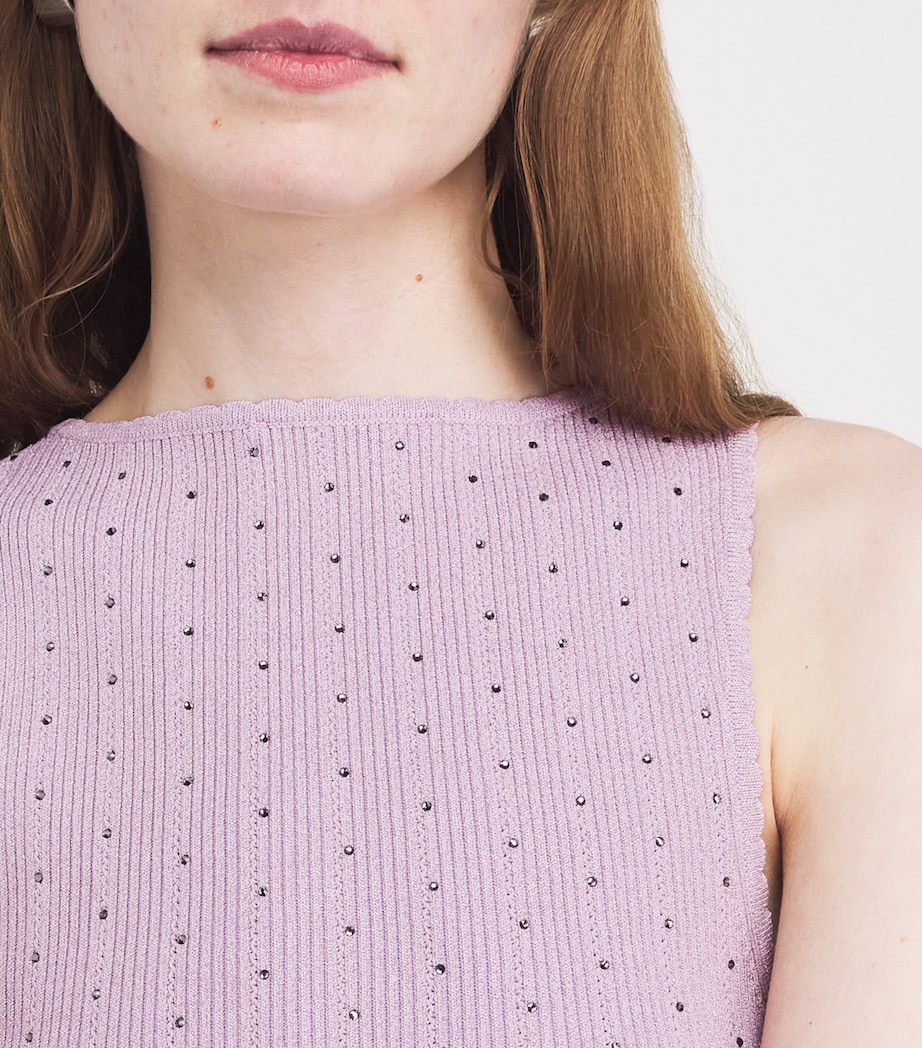 Sandro Paris Womens Embellished-Knit Tank Top Mauve Image 3