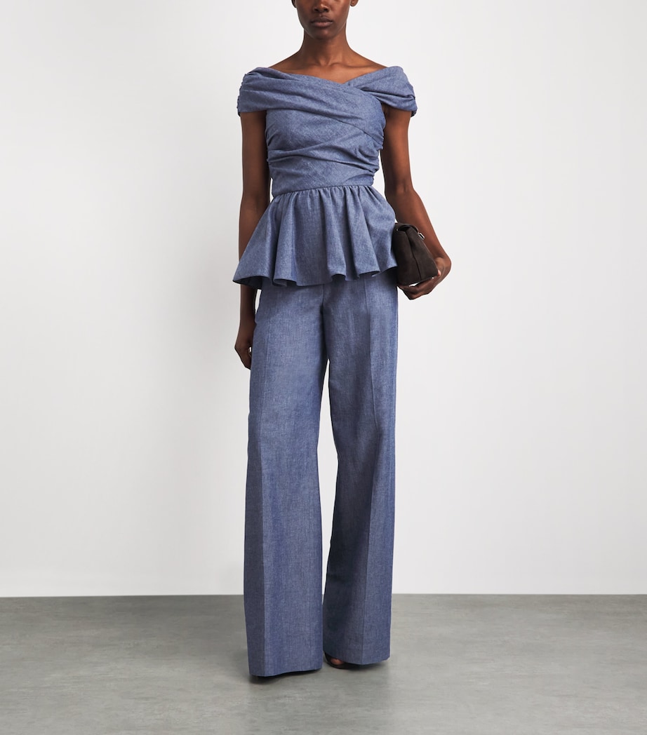 Safiyaa Womens Chambray Touca Trousers Blue Blend Image 2