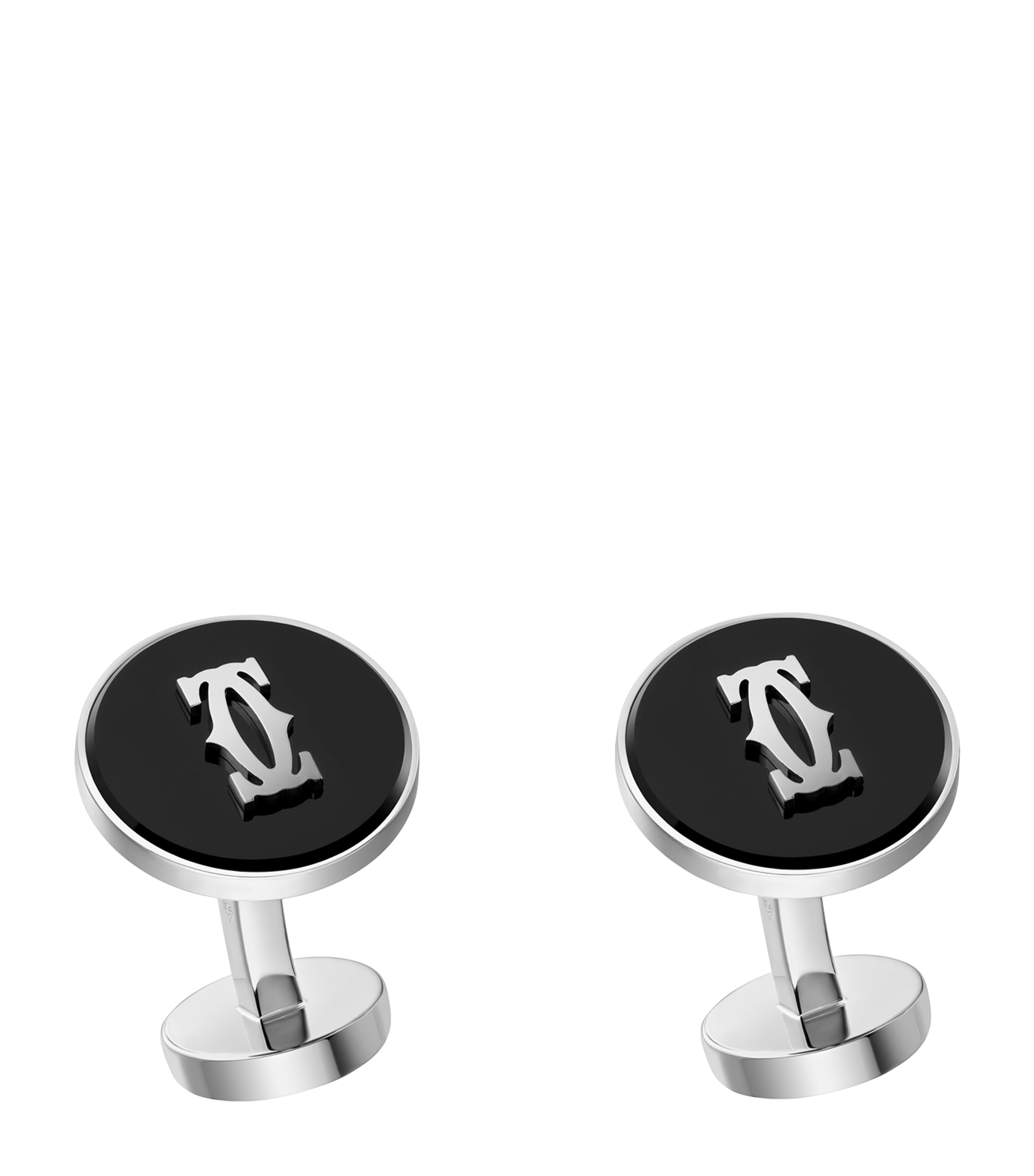 Sterling Silver Double C de Cartier Cufflinks SILVER AND BLACK Image 1