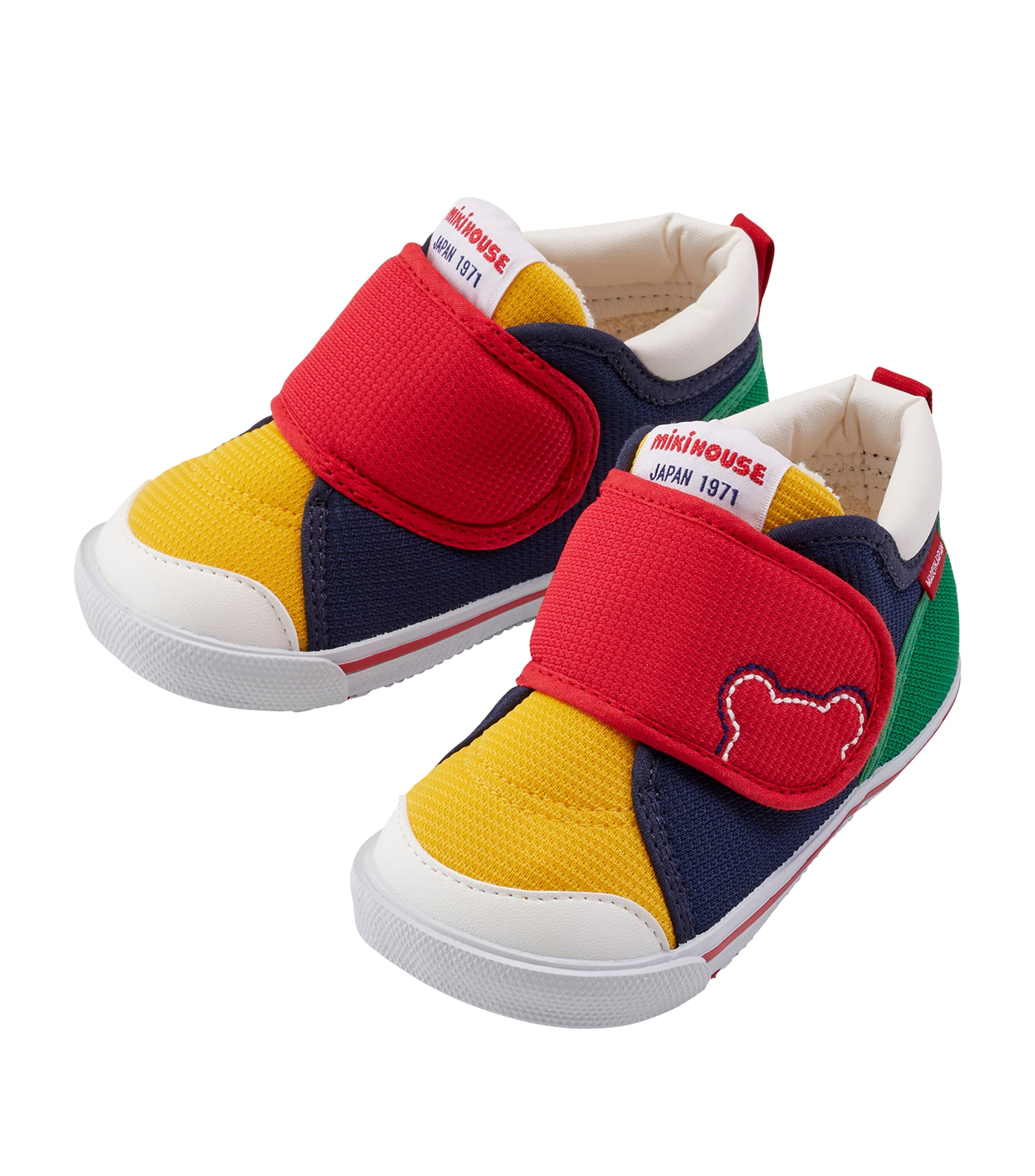 Miki House Kids' Colour-block Cotton Sneakers In Yellow