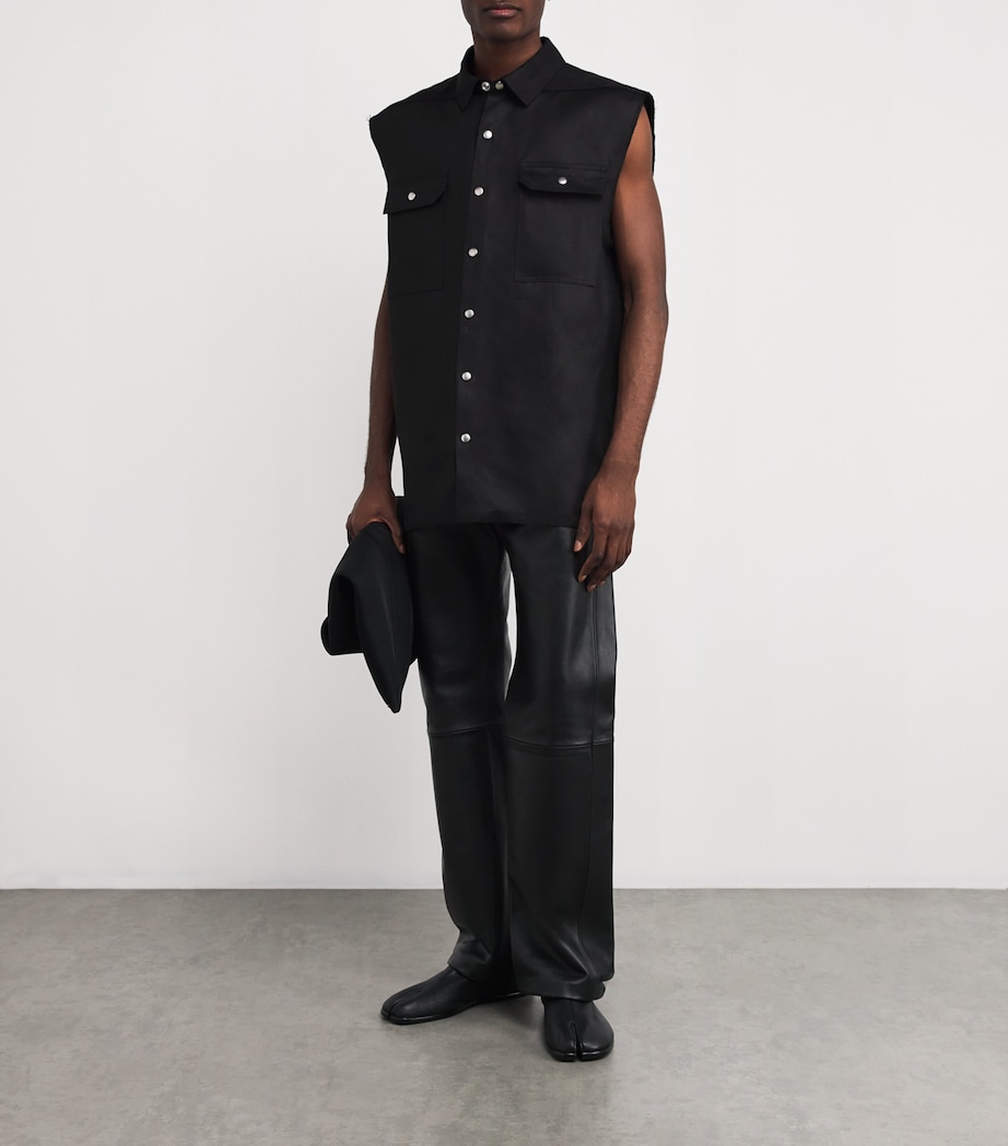 Linen Twill Sleeveless Overshirt 09/BLACK Image 2