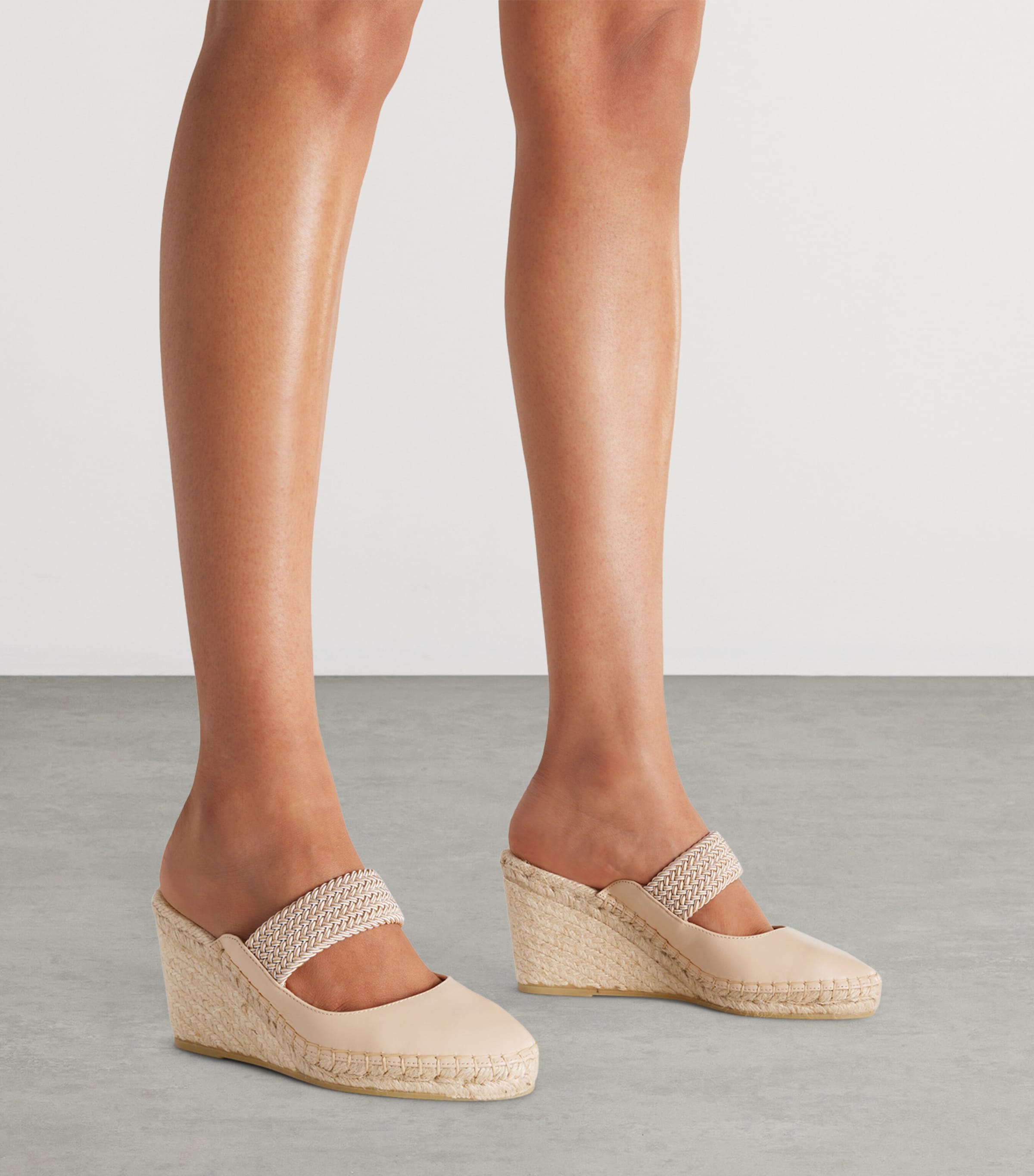 Leather-Blend Sinea Wedge Sandals BUFF Image 2