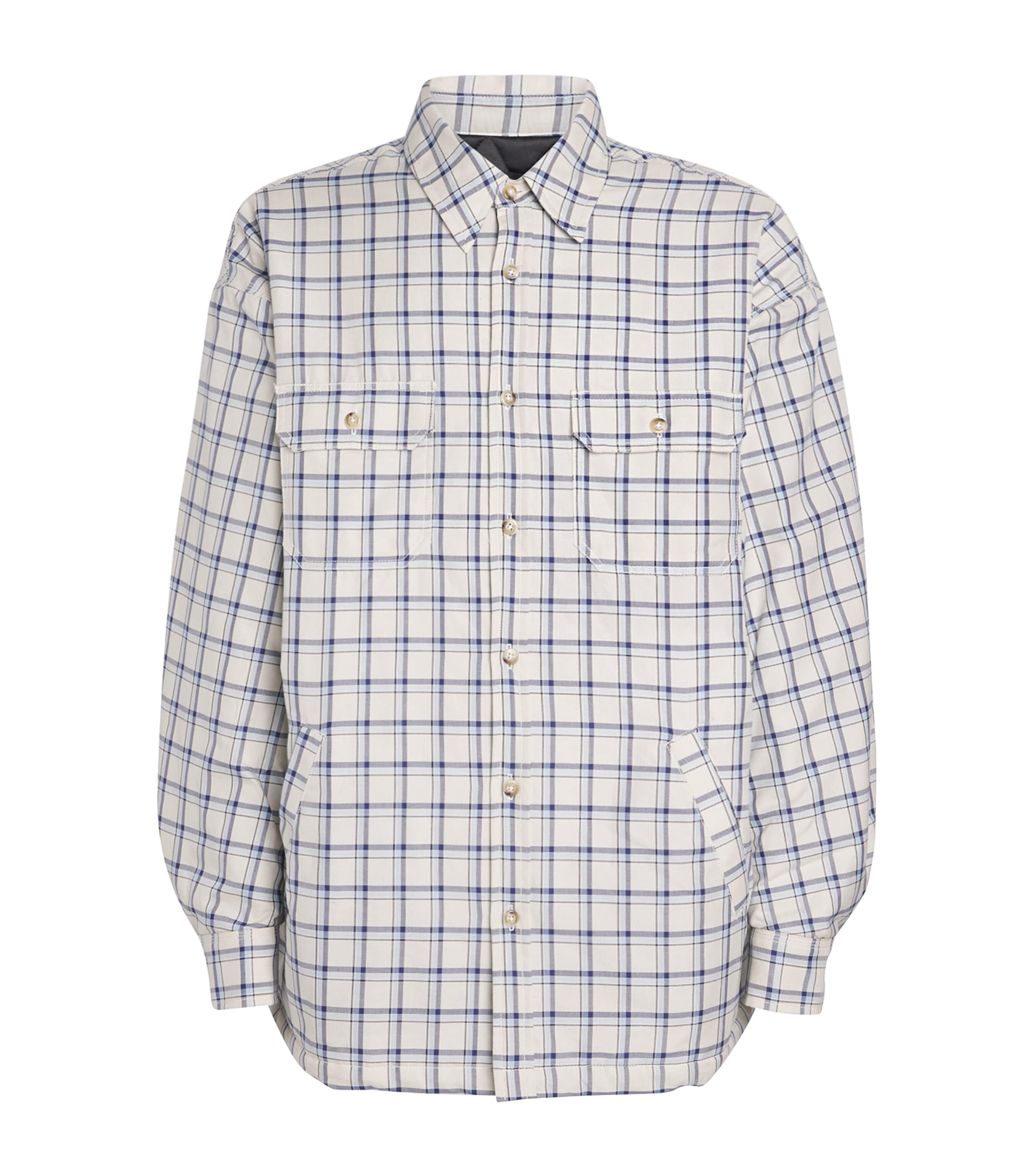 Willy Chavarria Check Quilted Overshirt In White