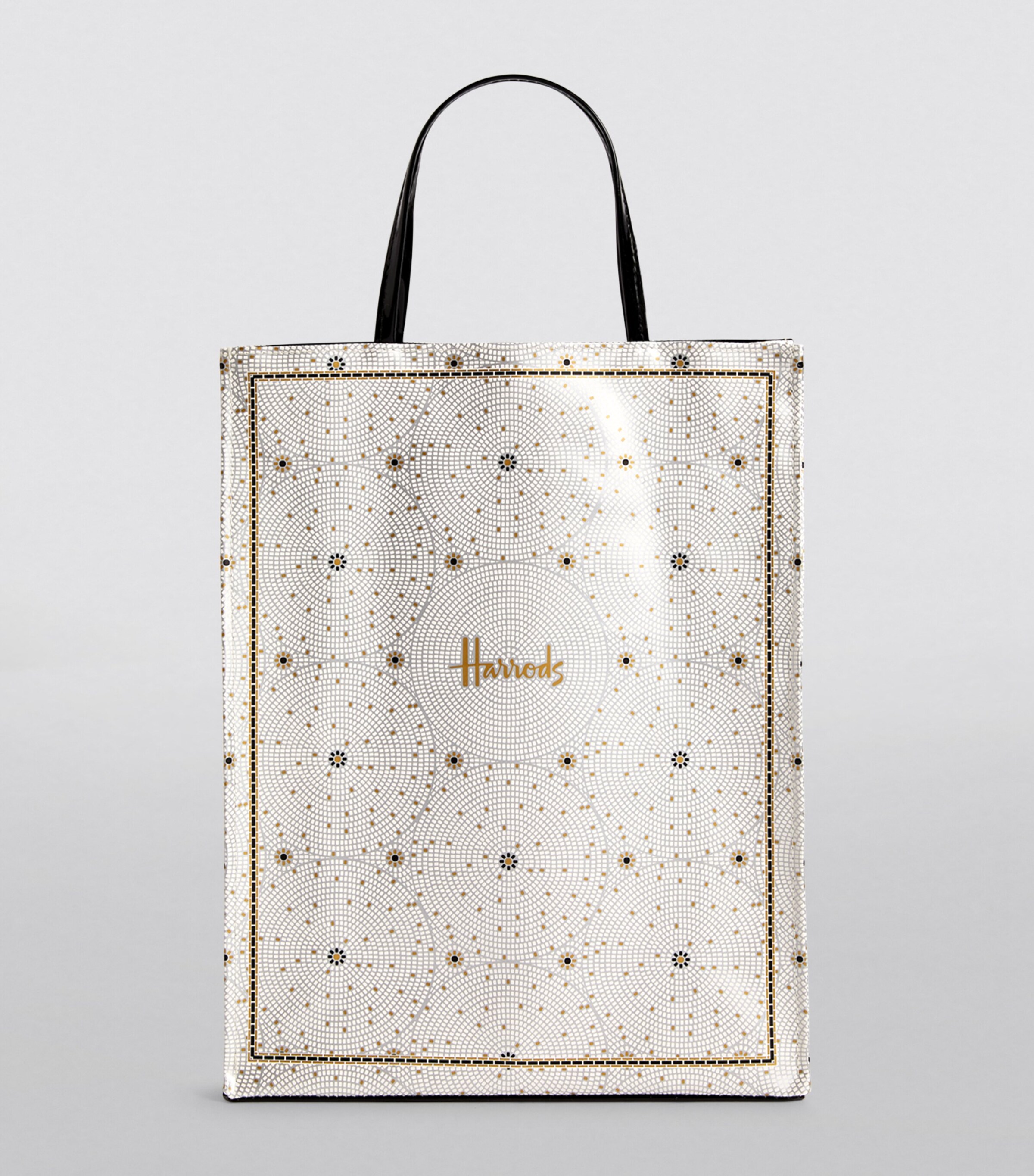 Harrods Medium Mosaic Floor Shopper Bag Black Image 4