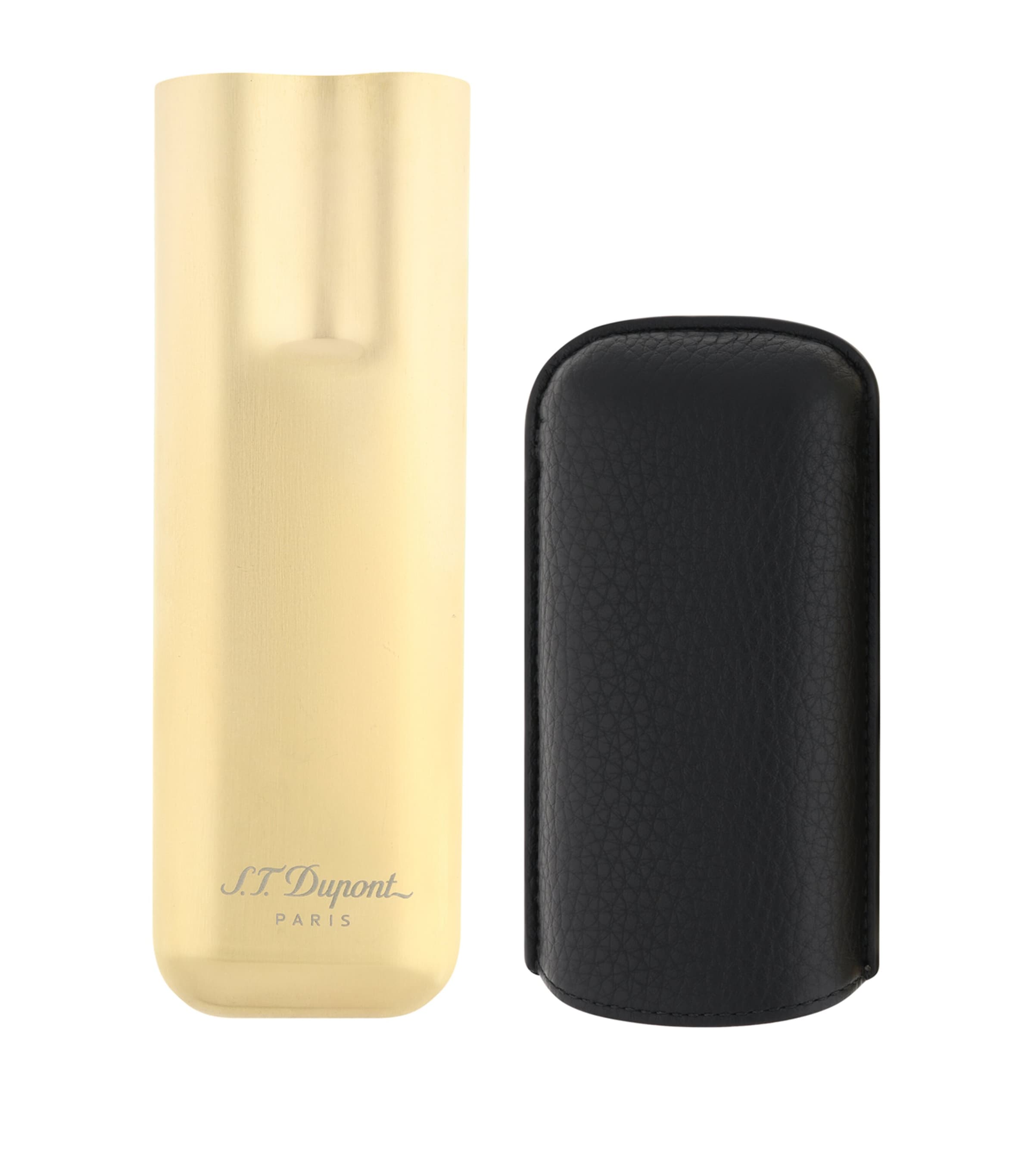 S.T. Dupont Calf Leather 2-Cigar Case Black Image 3