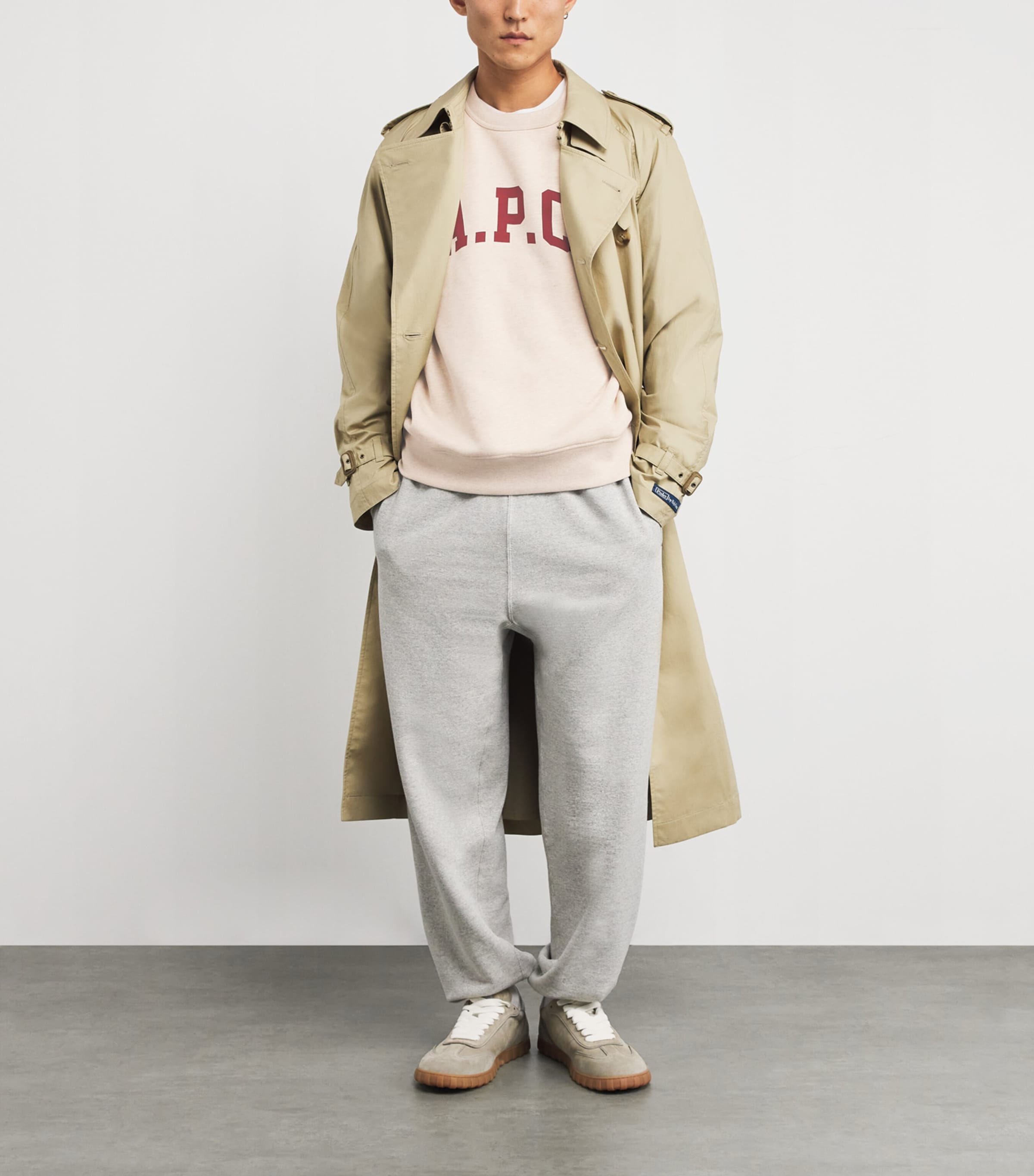 A.P.C. Mens Cotton Varsity Logo Sweatshirt Ecru Chine / Rouge Image 2