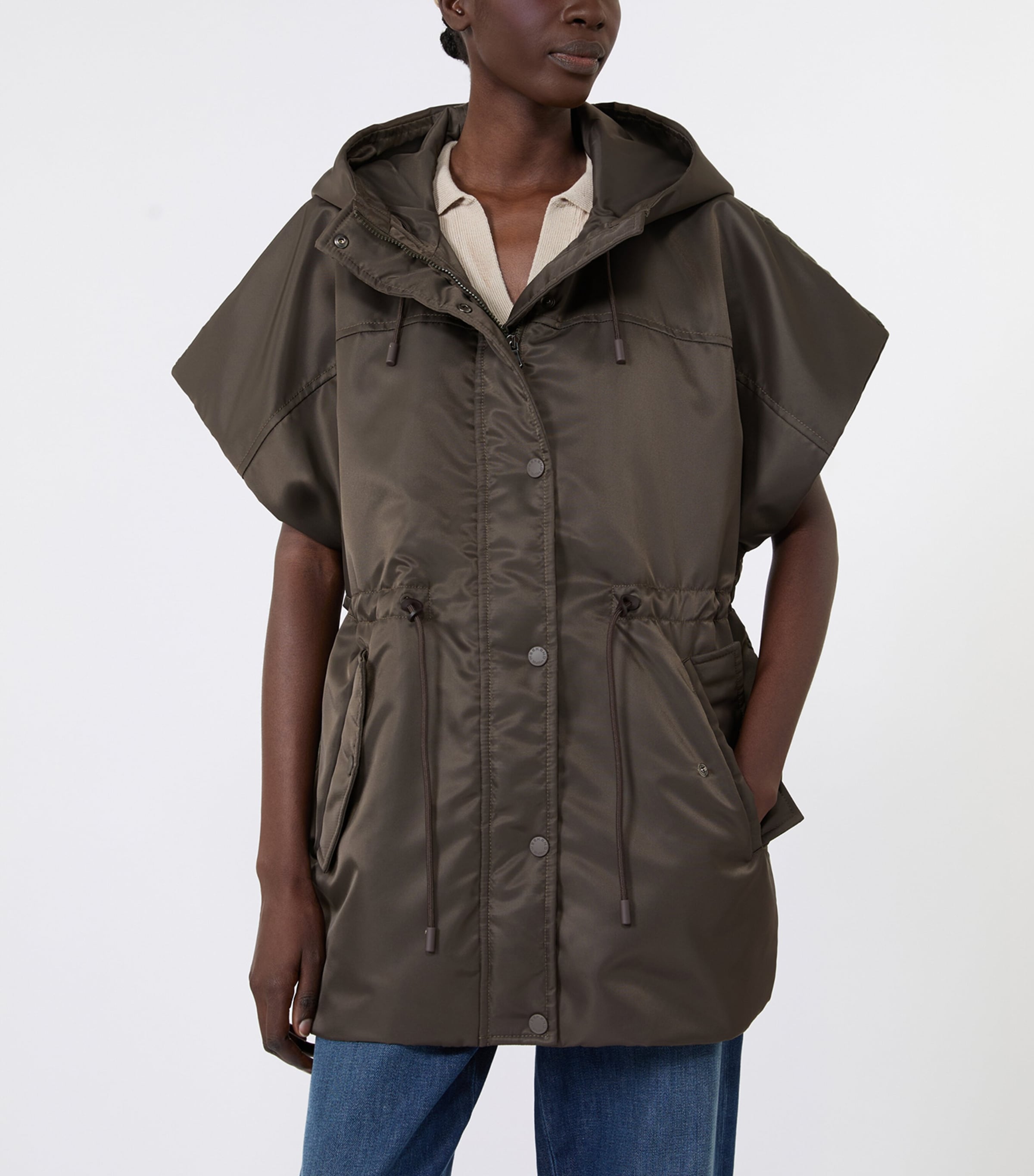 Weekend Max Mara Womens Sleeveless Hooded Puffer Jacket Mud Image 4