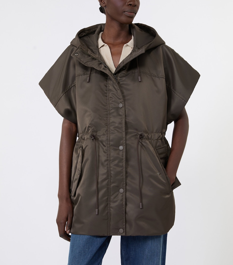 Weekend Max Mara Womens Sleeveless Hooded Puffer Jacket Mud Image 4