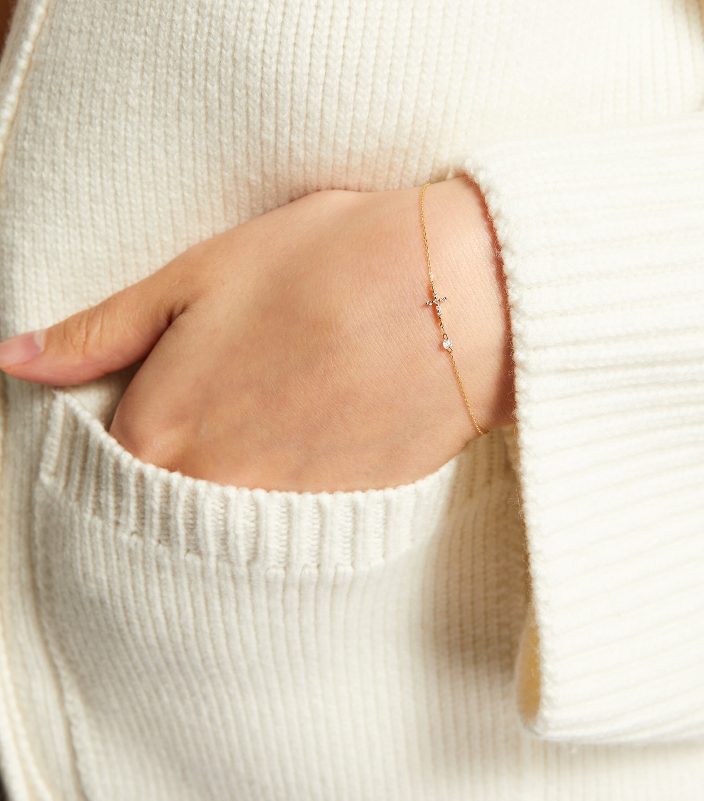 Yellow Gold and Diamond Symbols Cross Bracelet YELLOW GOLD Image 5