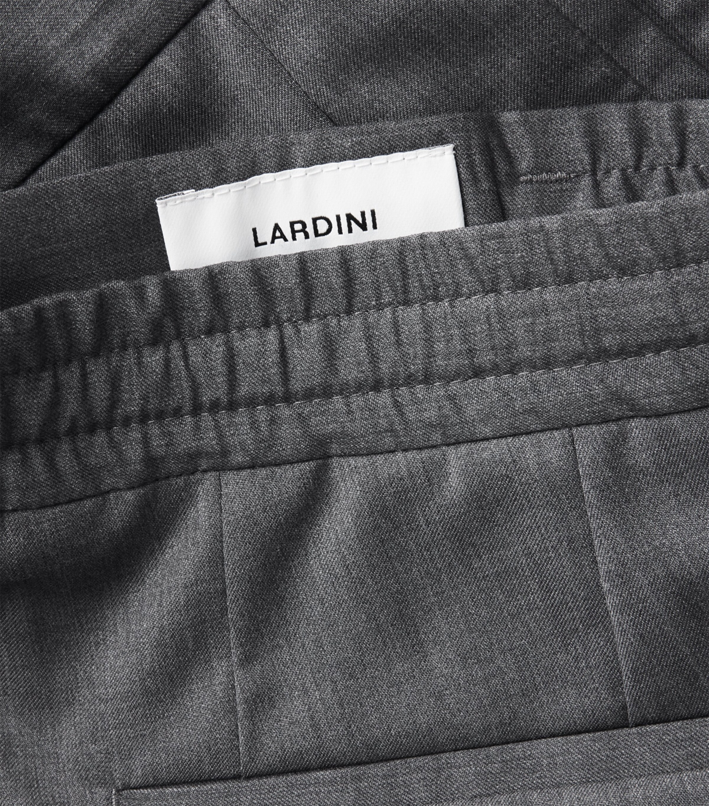 Lardini Mens Virgin Wool Drawstring Straight Trousers Grey Image 6