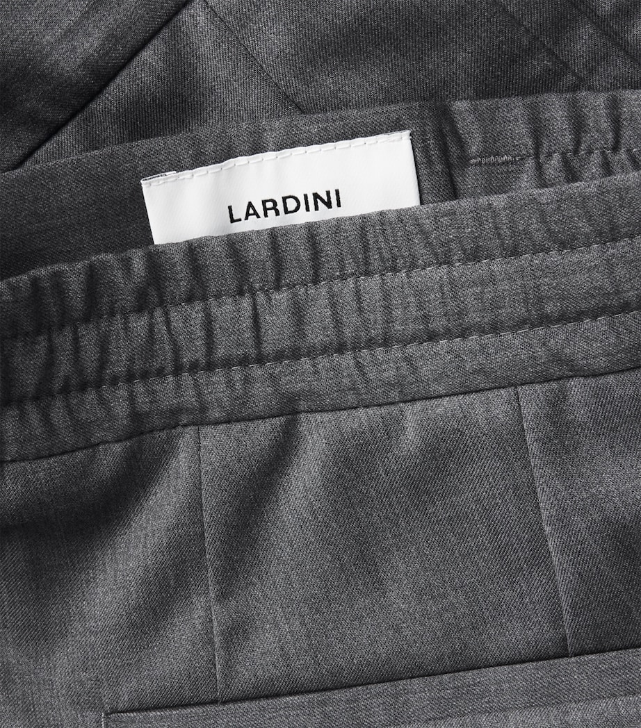 Lardini Mens Virgin Wool Drawstring Straight Trousers Grey Image 6