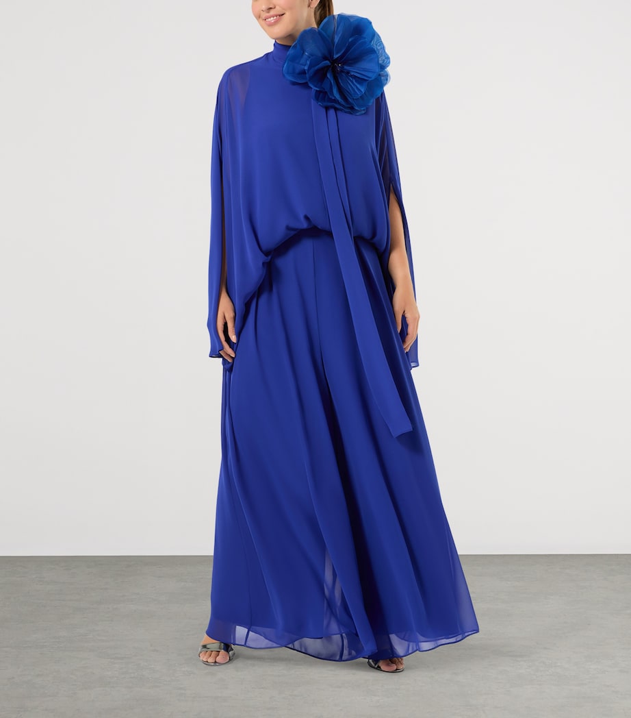 Marina Rinaldi Silk Organza Flower Brooch Cornflower Blue Image 2