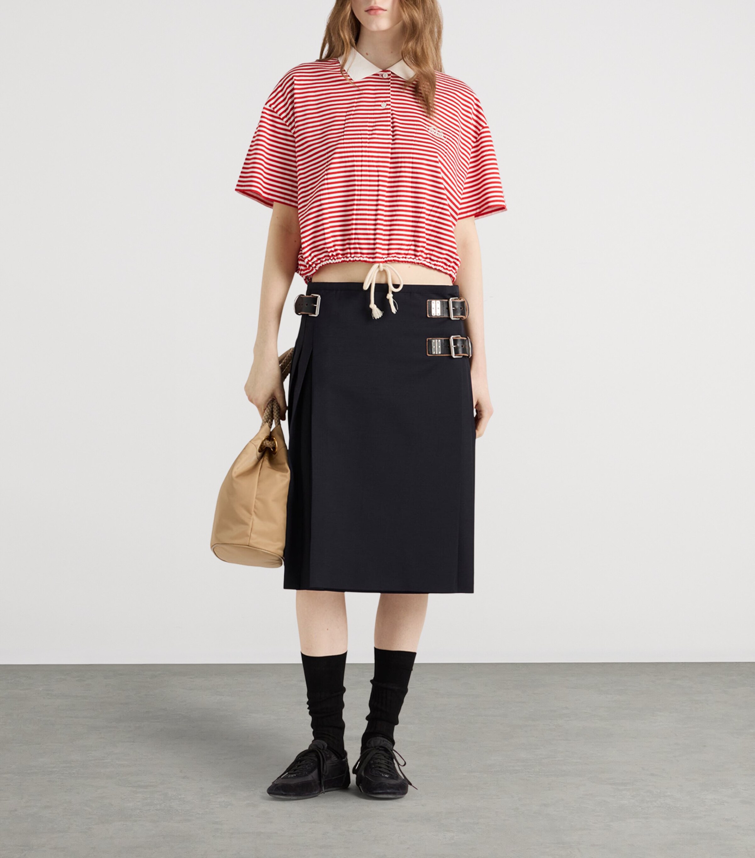 Prada Womens Cotton Stripe Polo Shirt Image 2