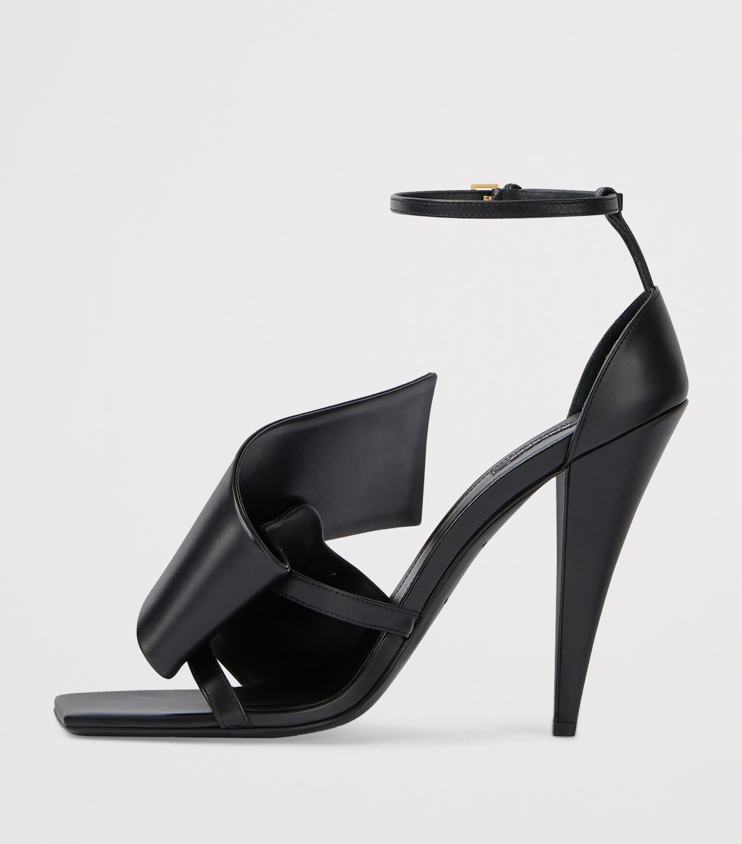 Givenchy Leather Twisted Ribbon Heeled Sandals 95 Black Image 4