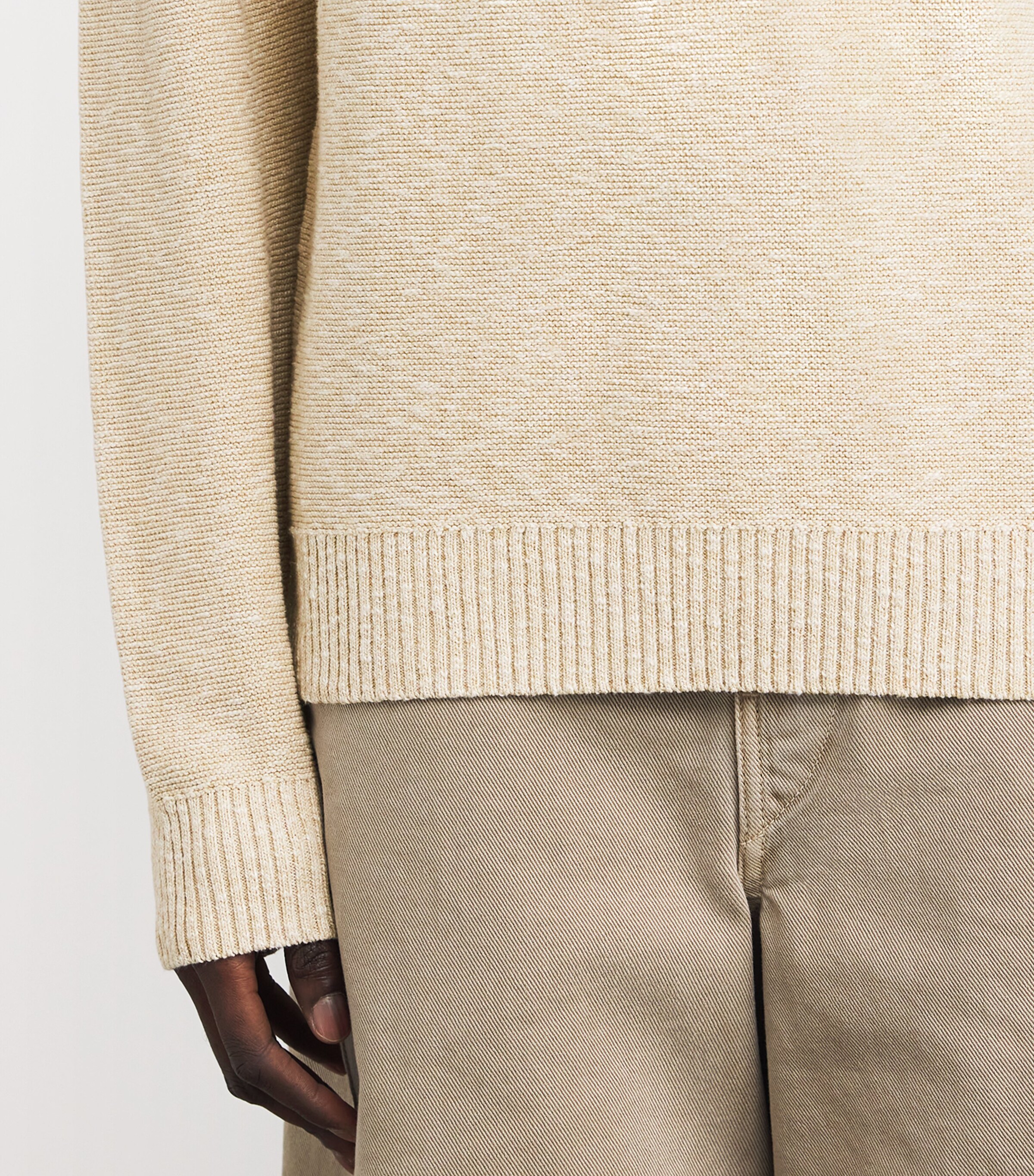 Cotton-Blend Crew-Neck Sweater 8890-WHITE PEPPER Image 6