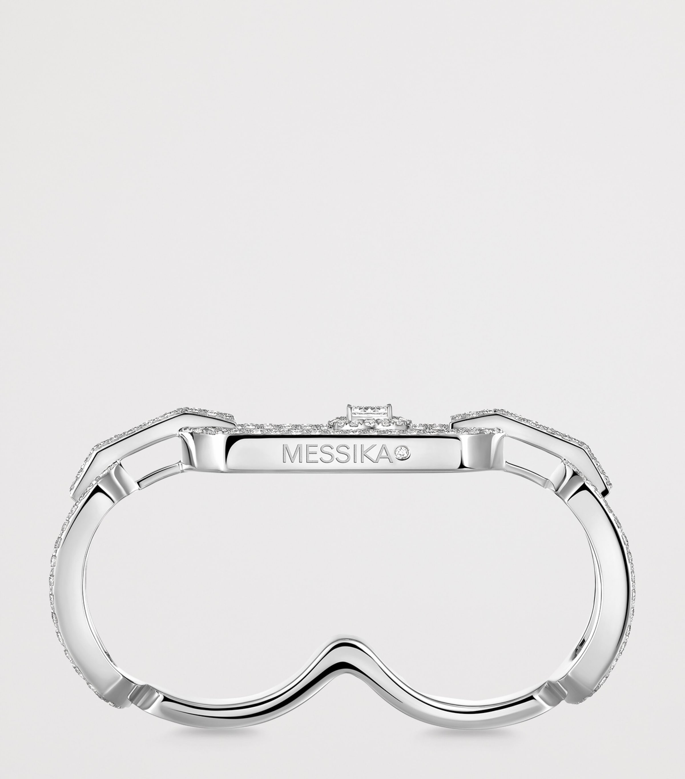 Messika So Move White Gold and Diamond 2-Finger Pavé Ring White Gold Image 3