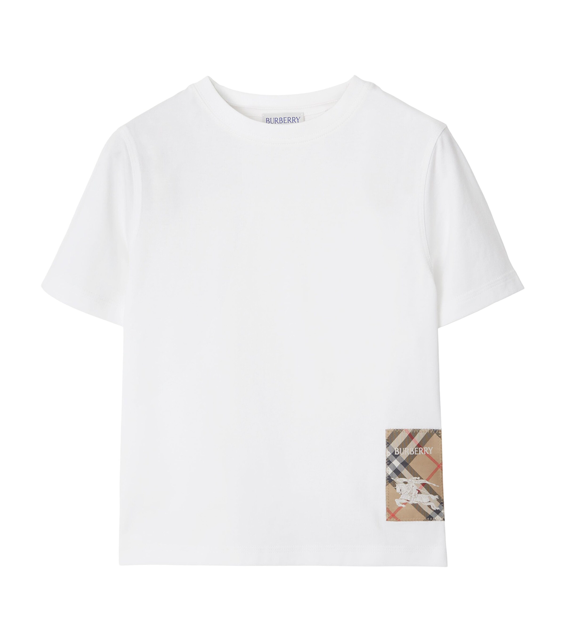 Burberry Kids Cotton Check-Label T-Shirt (3-12 Years) White Image 1