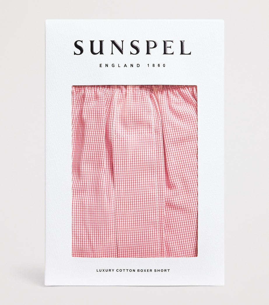 Sunspel Mens Cotton Classic Boxer Shorts White/red Micro Image 4