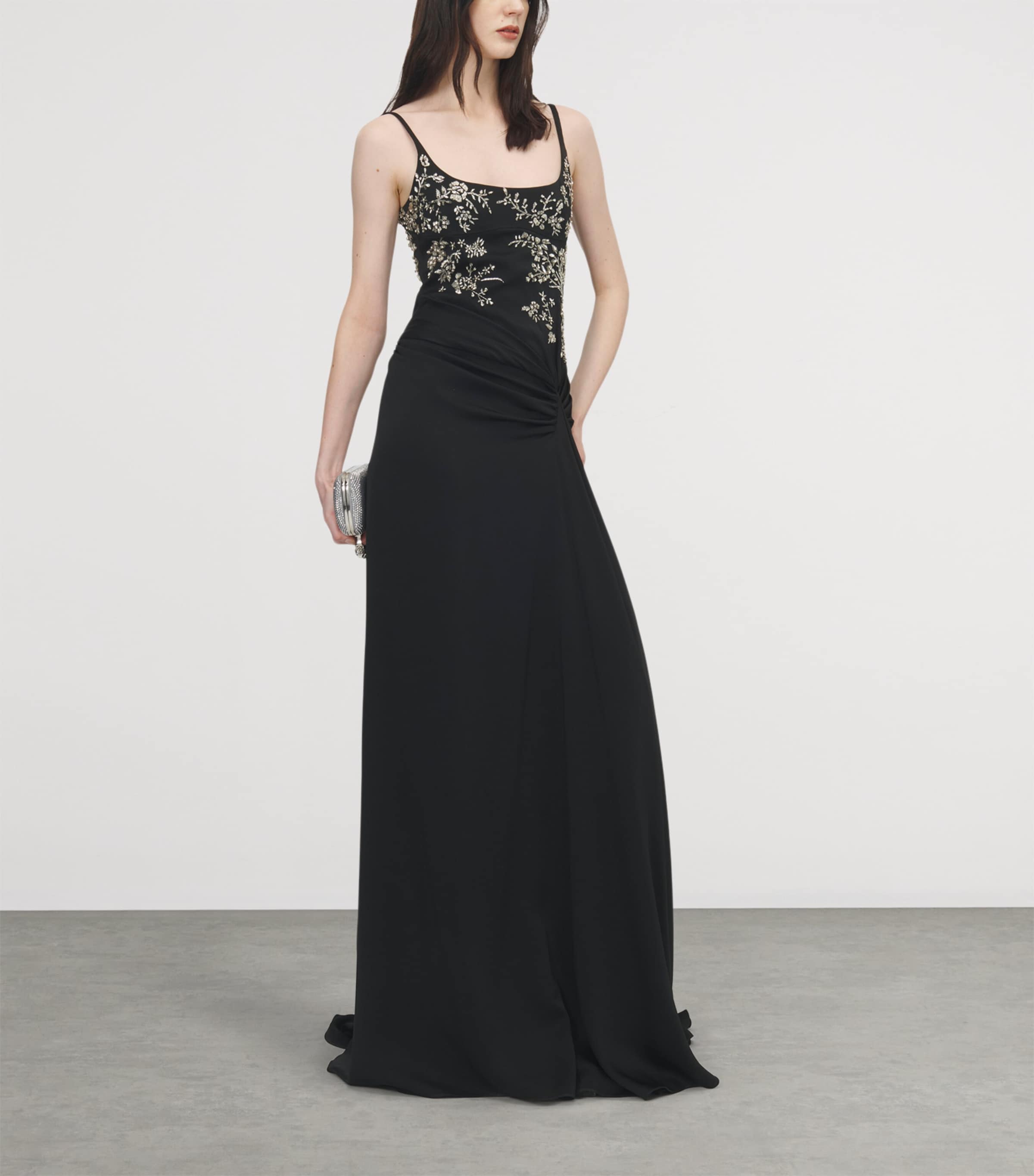 McQueen Womens Crepe Satin Embellished Gown Image 4