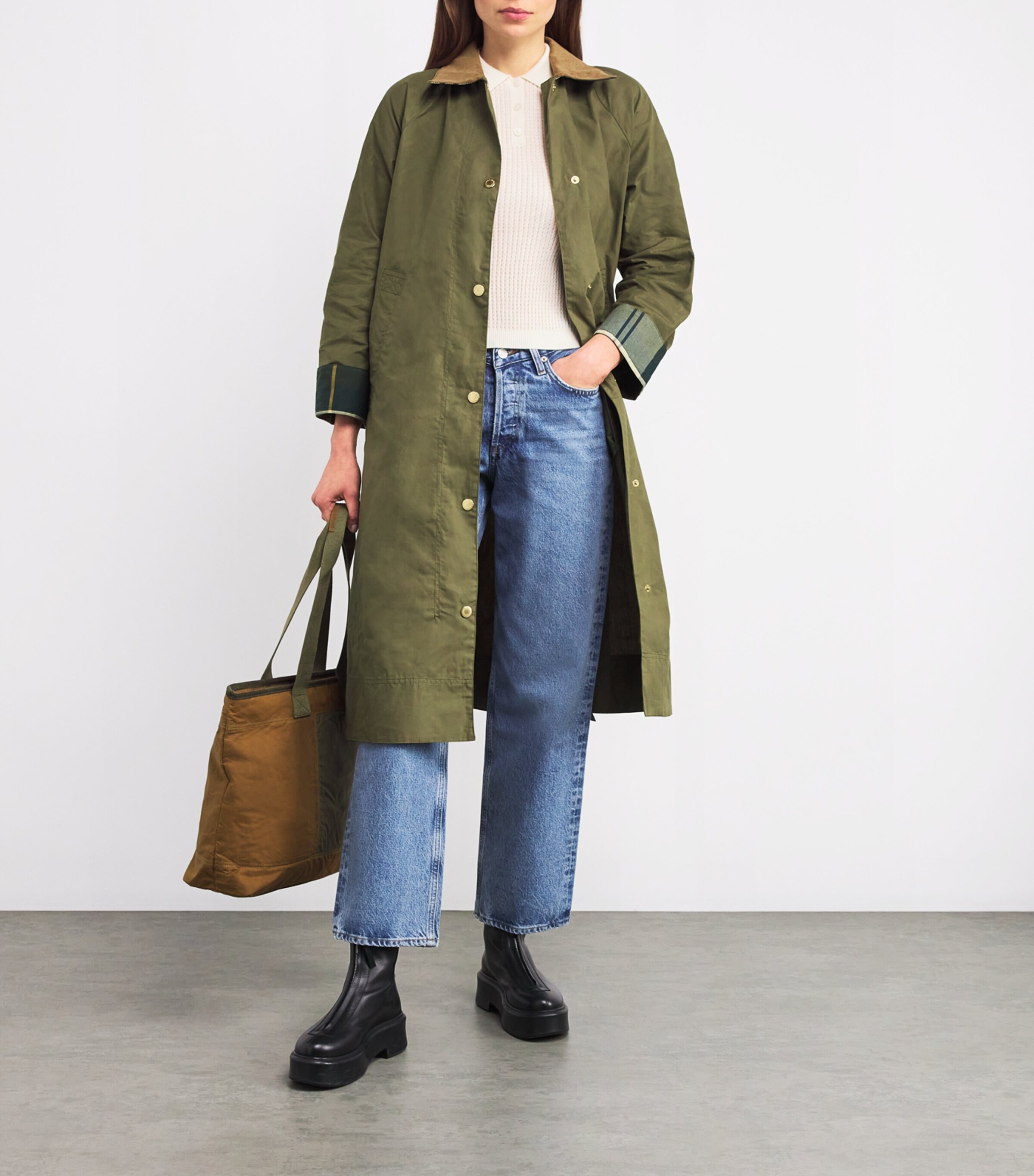 Barbour Womens Ettie Longline Jacket Duky Grn/ancnt Trtn Image 2