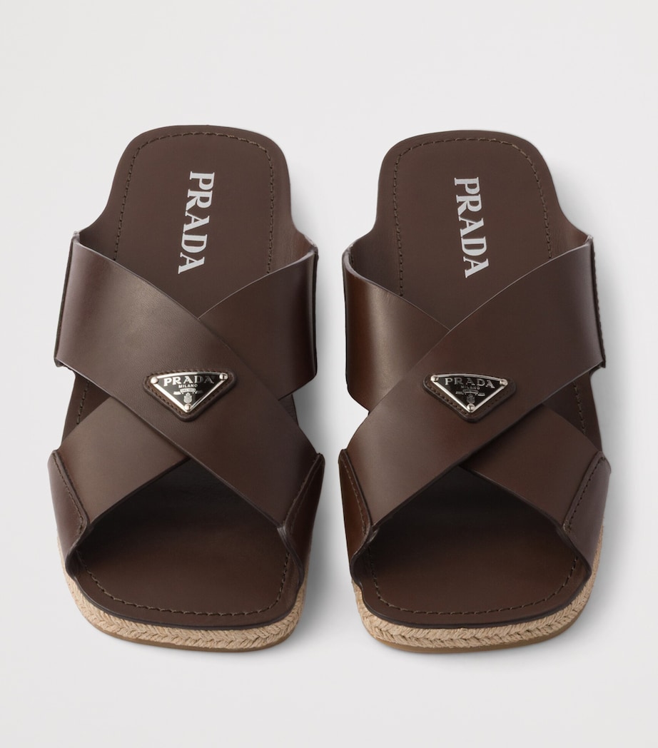 Prada Leather Crisscross Sandals Image 3
