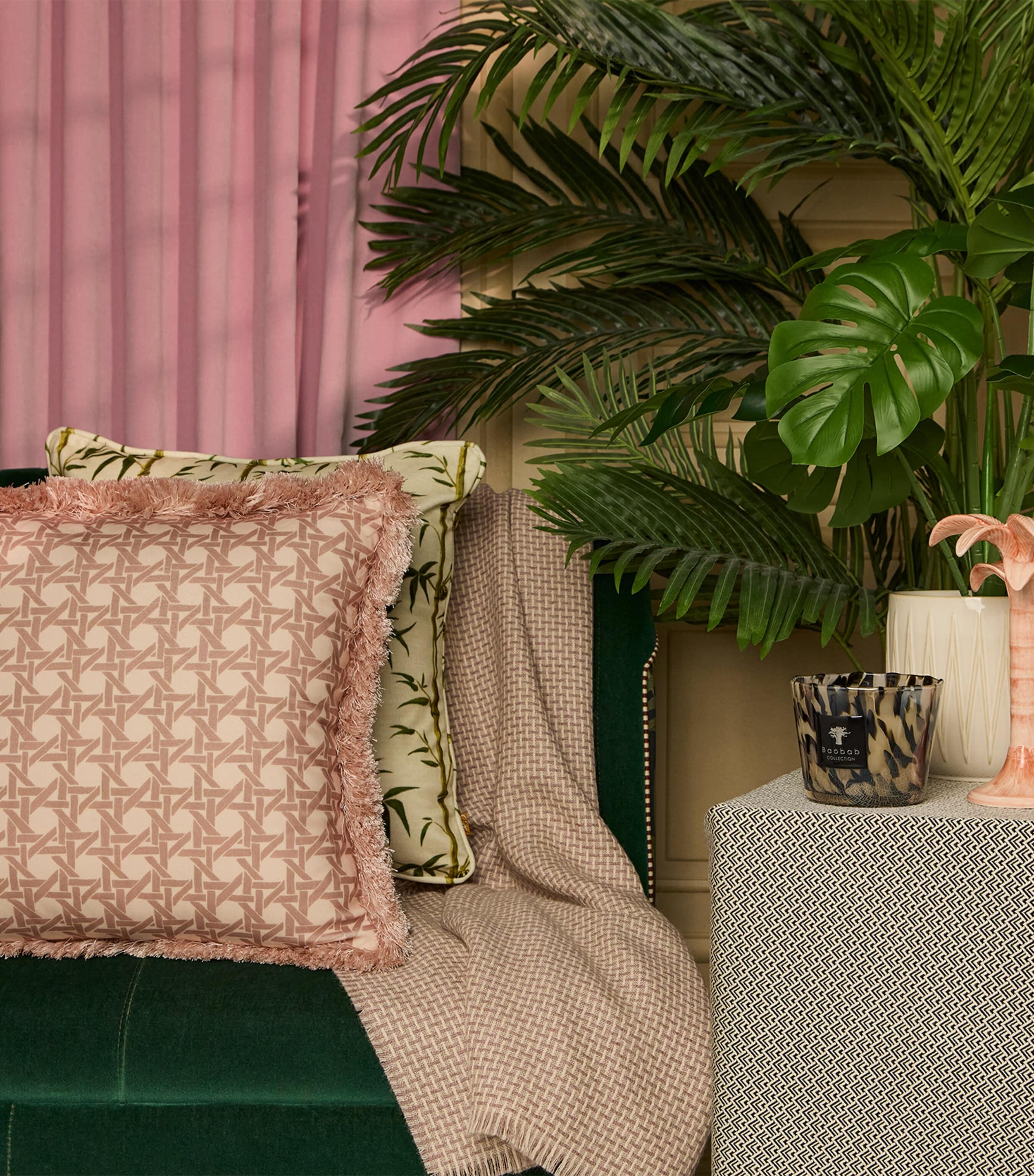 Fringed Rattan Cushion (50cm x 50cm) DUSTY Image 2