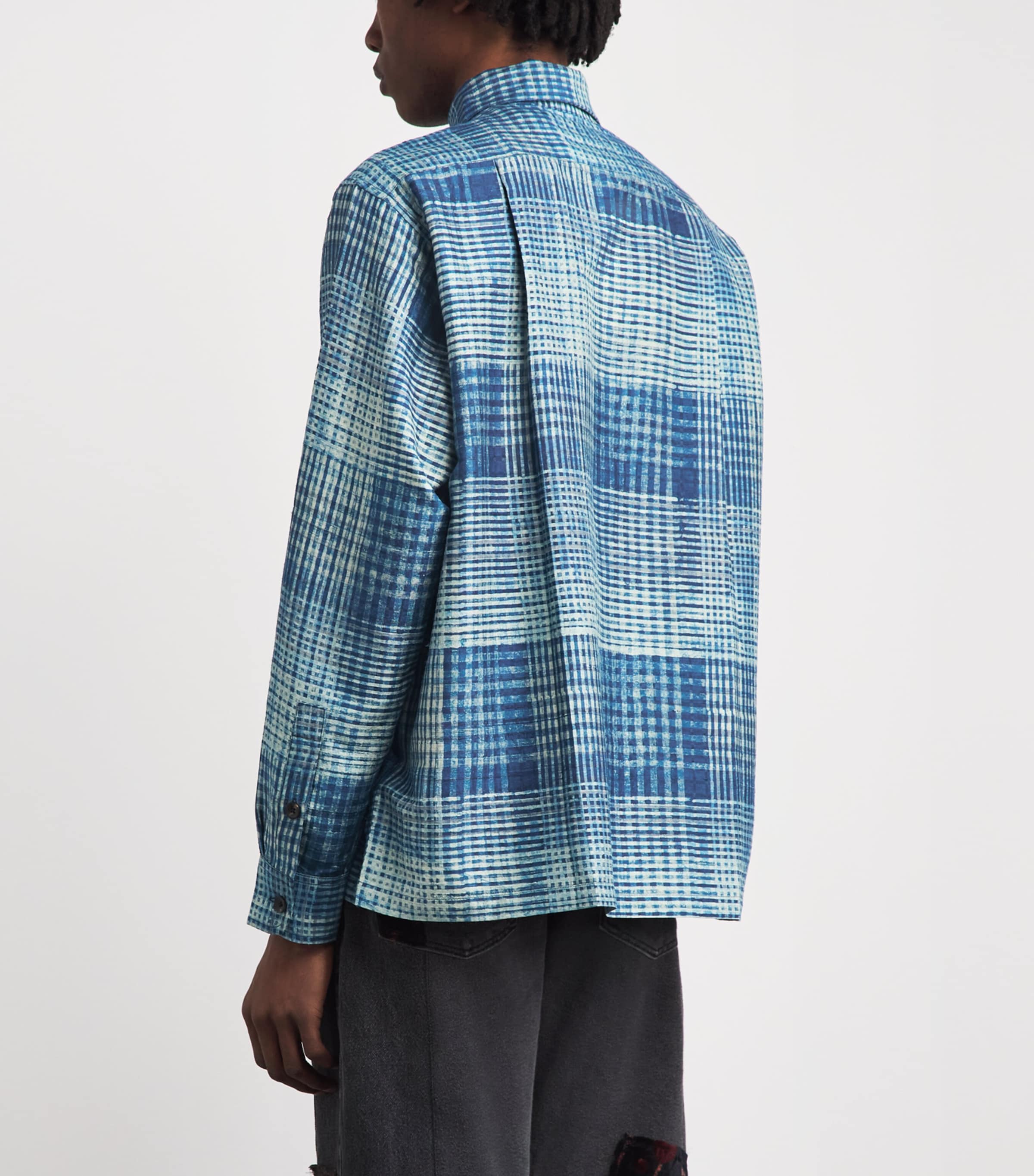 Kartik Research Mens Silk Check Shirt Green/ Black/ Moss Image 5