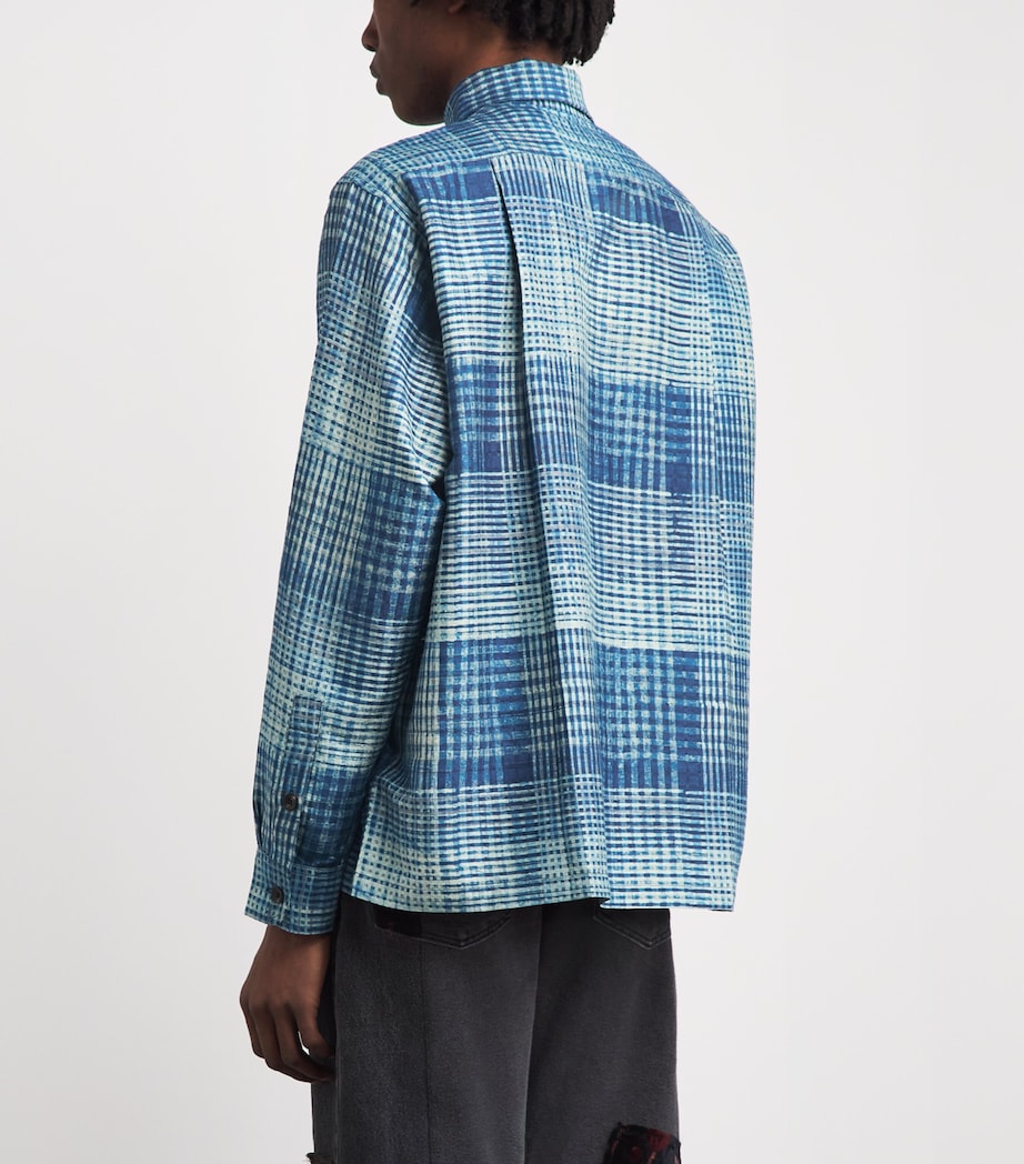 Kartik Research Mens Silk Check Shirt Green/ Black/ Moss Image 5