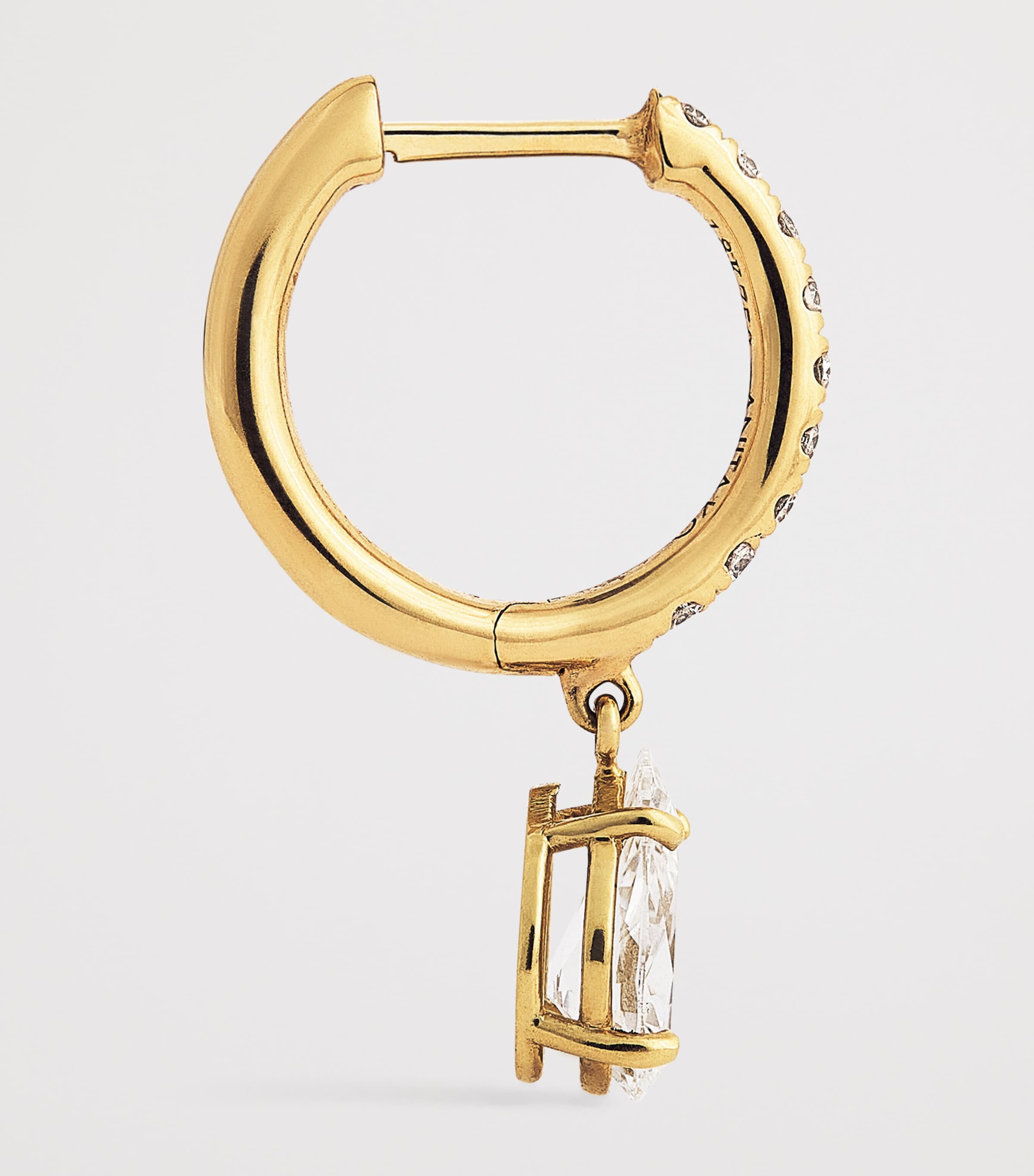 Small Yellow Gold and Diamond Huggie Earrings  YELLOW GOLD Image 4