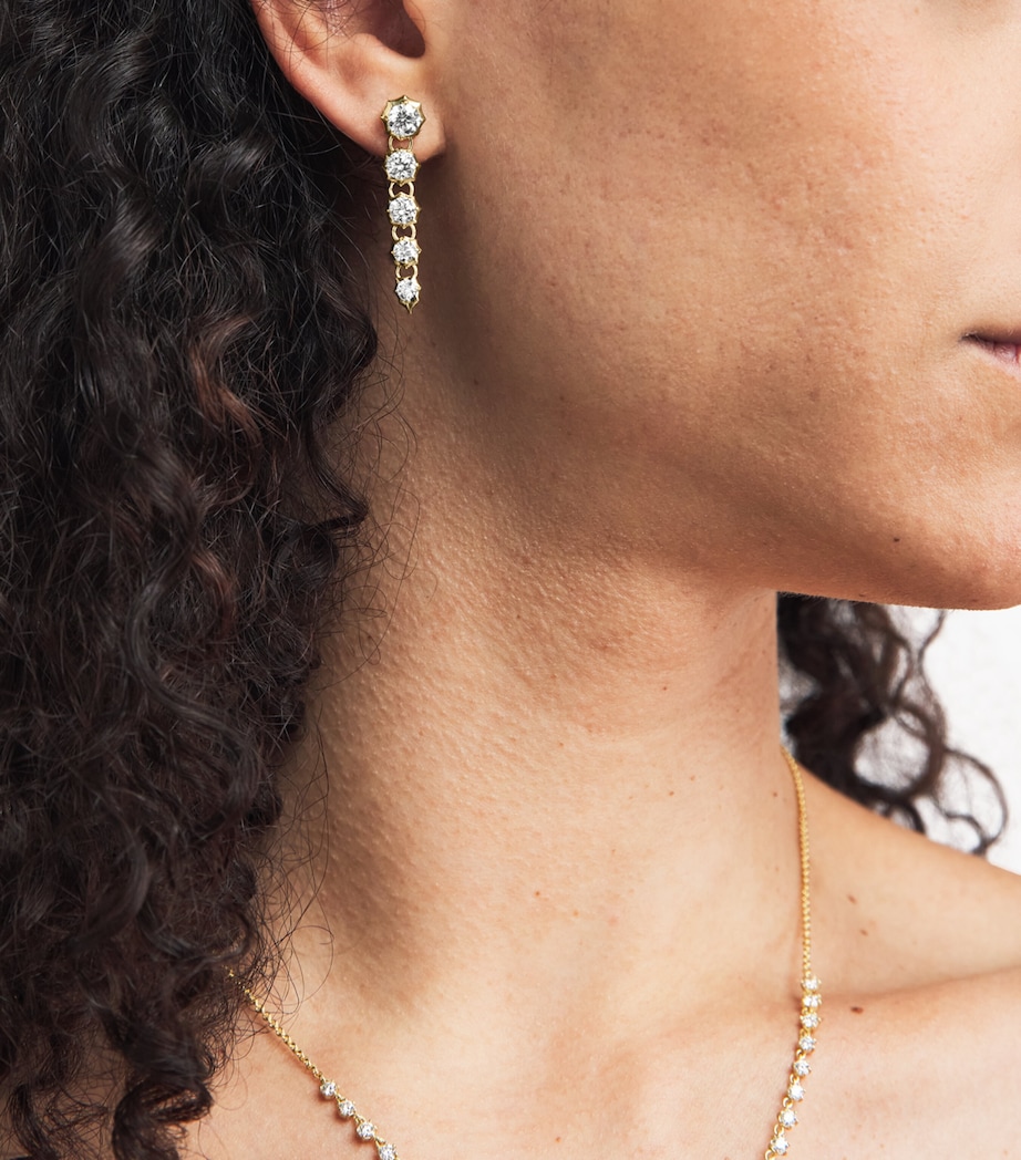 Jade Trau Yellow Gold and Diamond Five-Stone Sophisticate Drop Earrings Yellow Gold Image 2