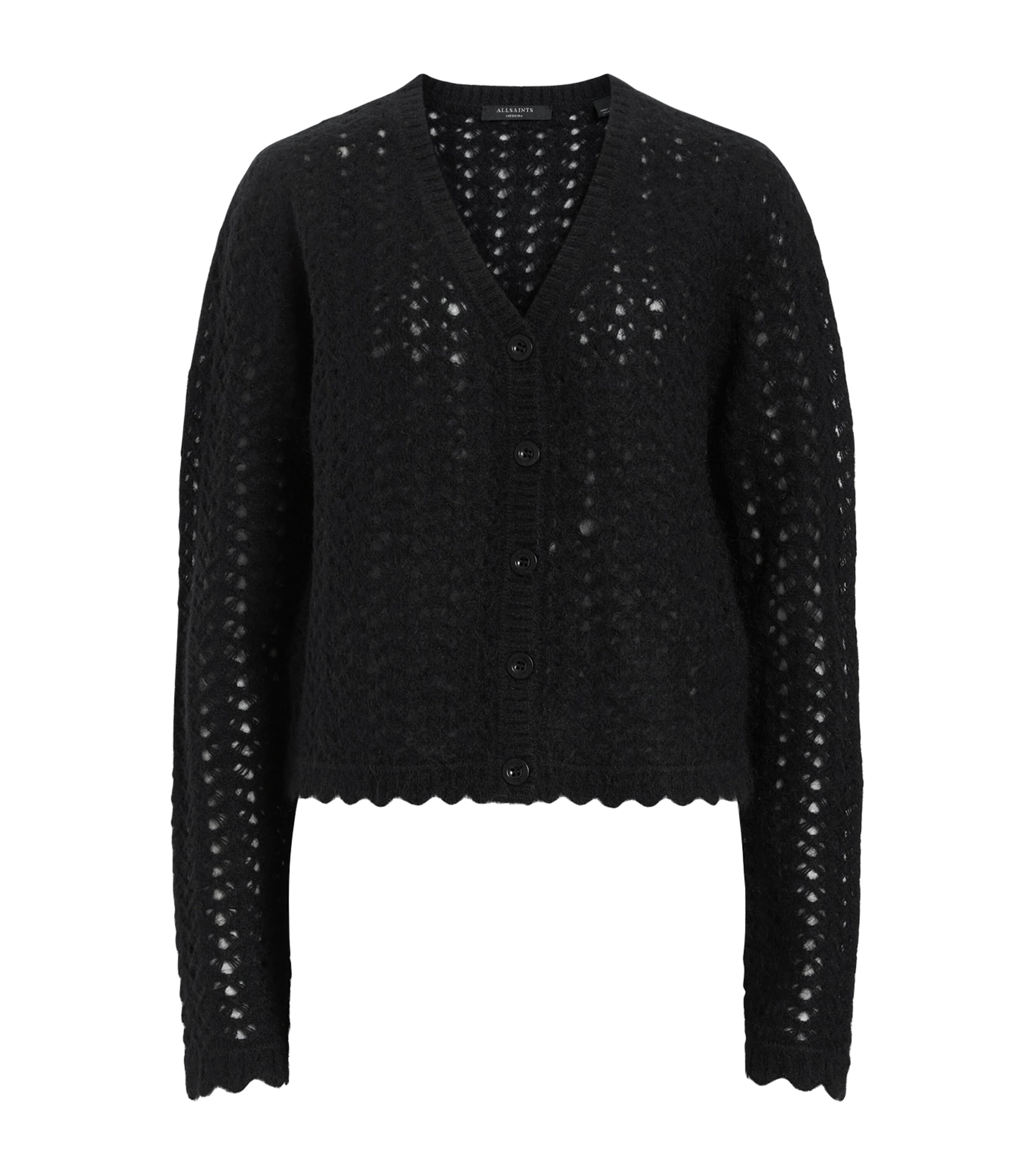 Allsaints Vivian Open Stitch Cardigan In Black