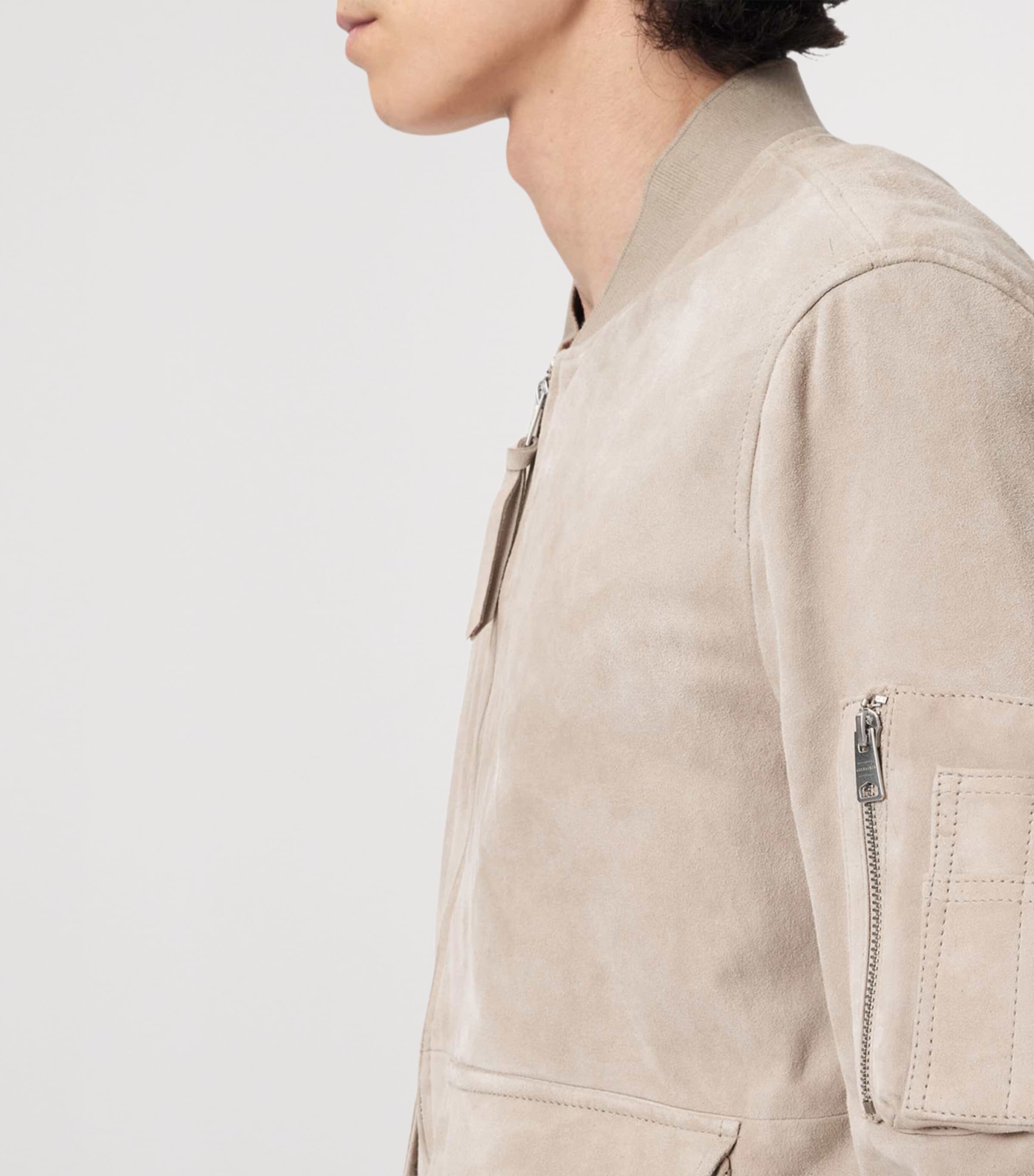 AllSaints Suede Rokko Bomber Jacket Pasilla Brown Image 6