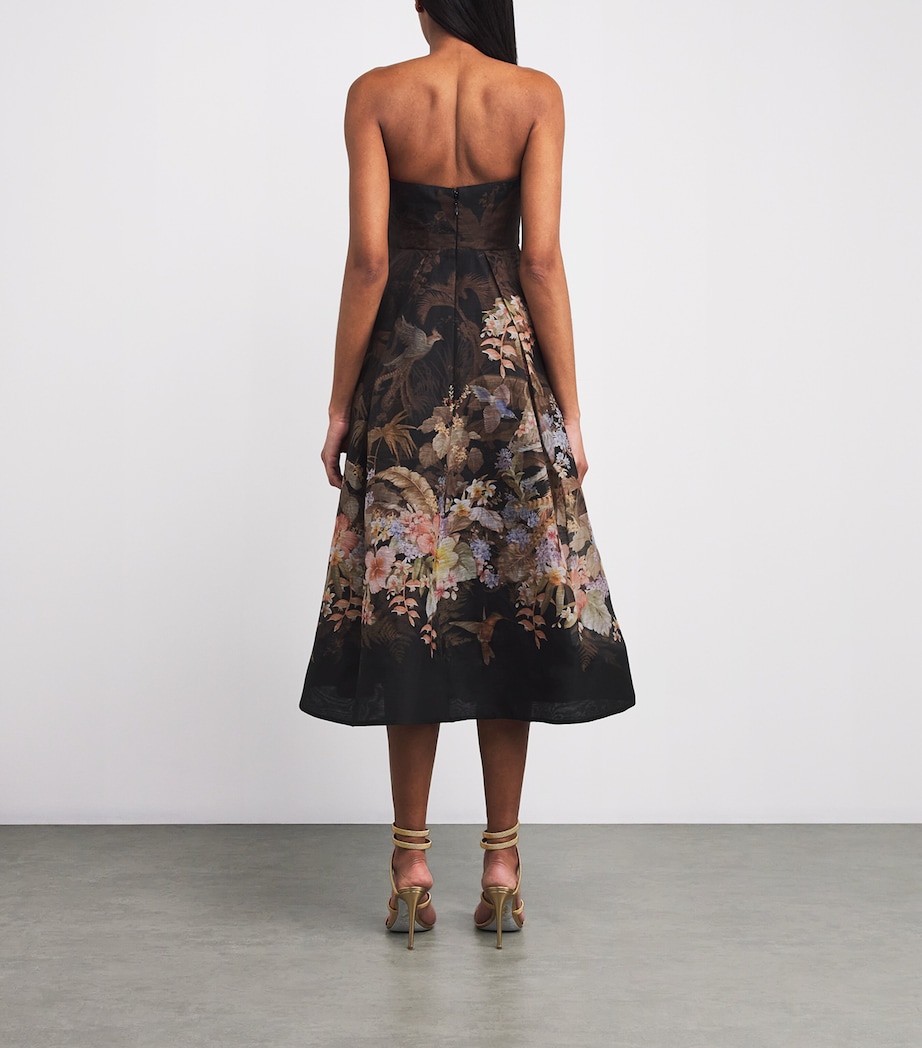 Linen-Silk Printed Midi Dress BLACK TROPICAL Image 4