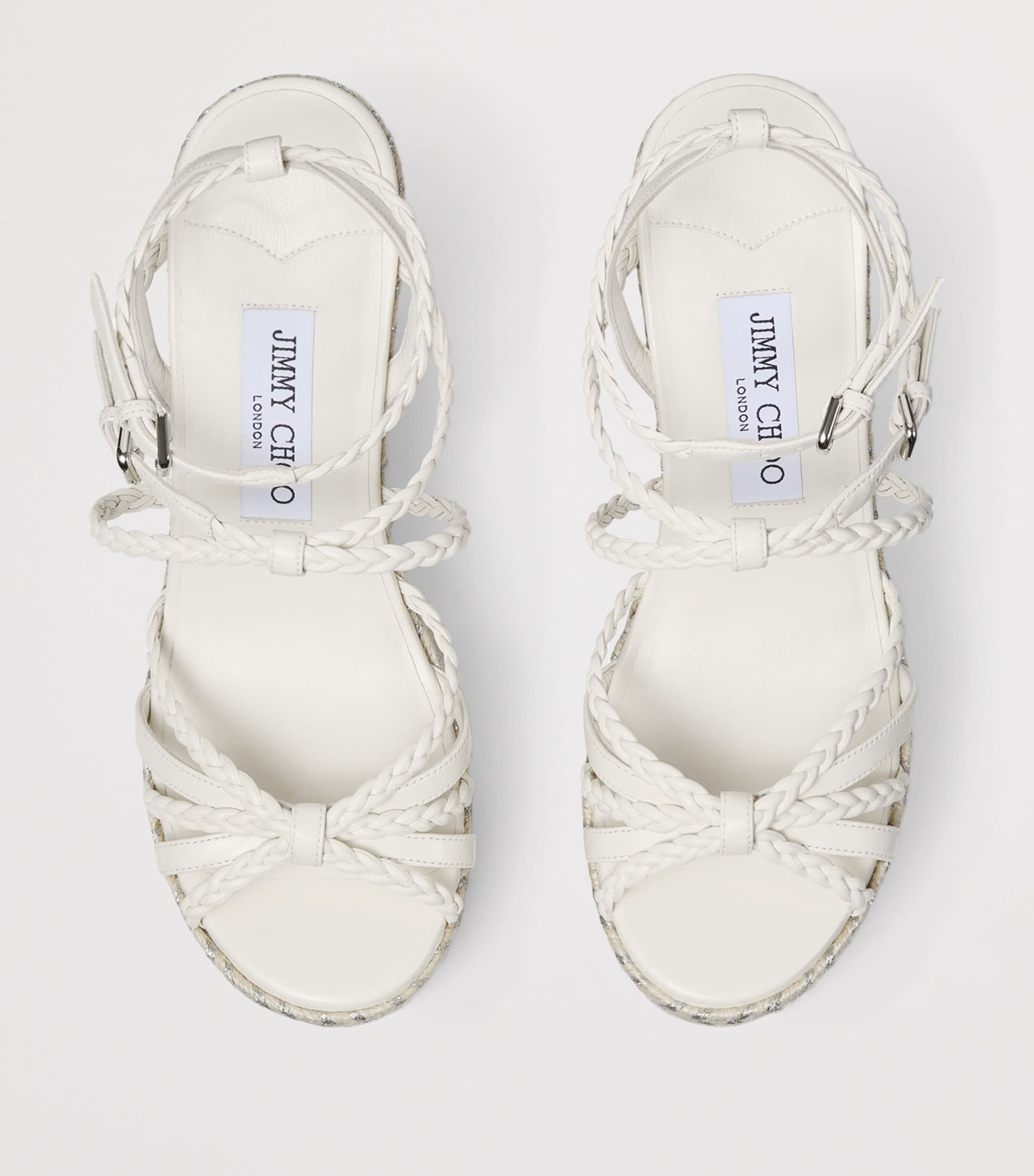 Jimmy Choo Nyra 100 Leather Wedge Sandals Latte/natural Image 4