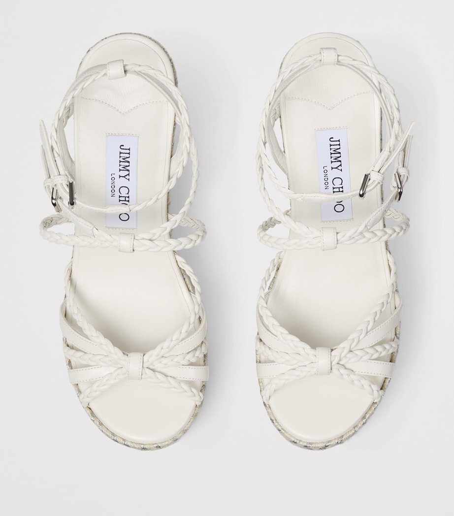 Jimmy Choo Nyra 100 Leather Wedge Sandals Latte/natural Image 4