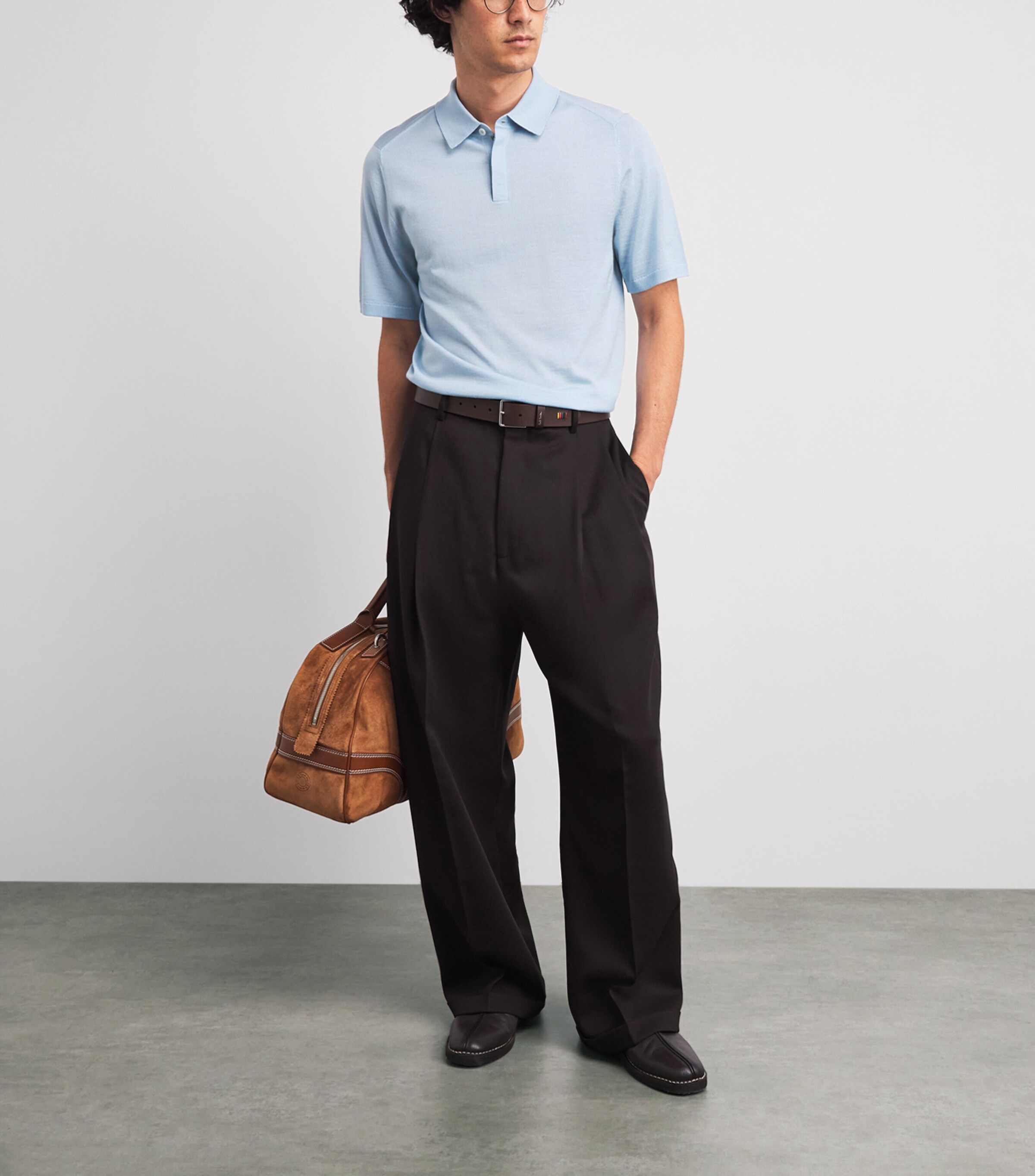 Paul Smith Mens Merino Wool Polo Shirt Blue Image 2