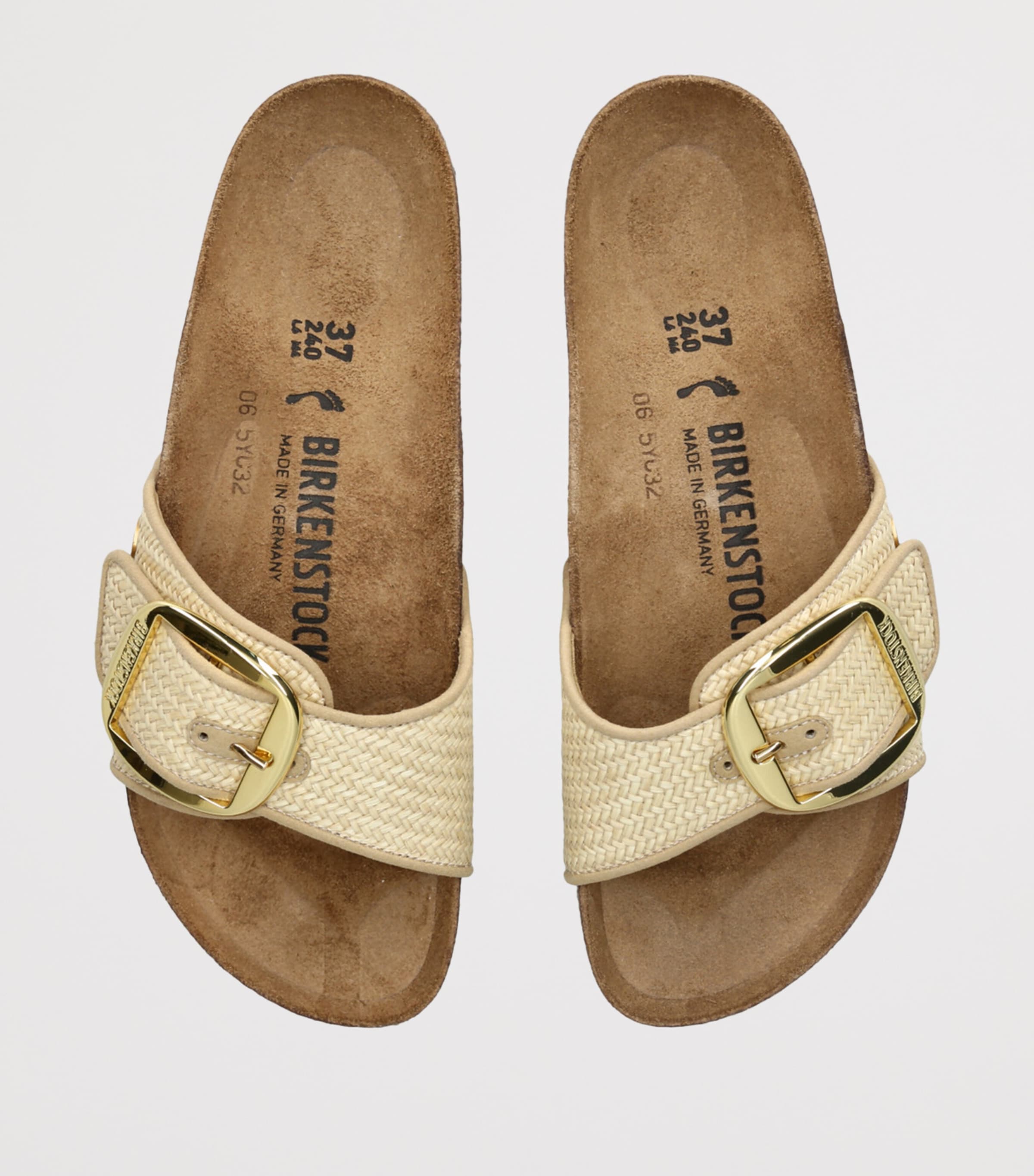 Birkenstock Raffia Madrid Big Buckle Sandals Cream Image 4