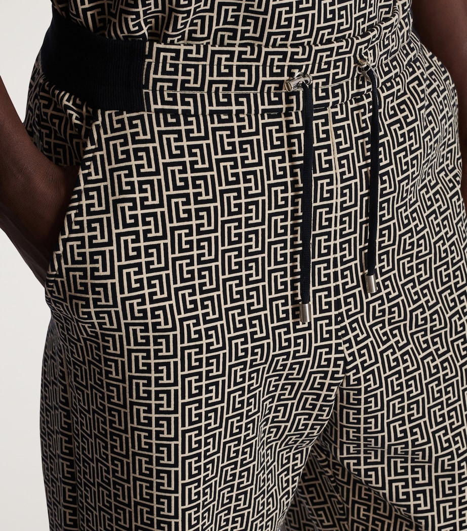 Balmain Mens Jacquard PB Labyrinth Sweatpants Gfe Ivoire/noir Image 7