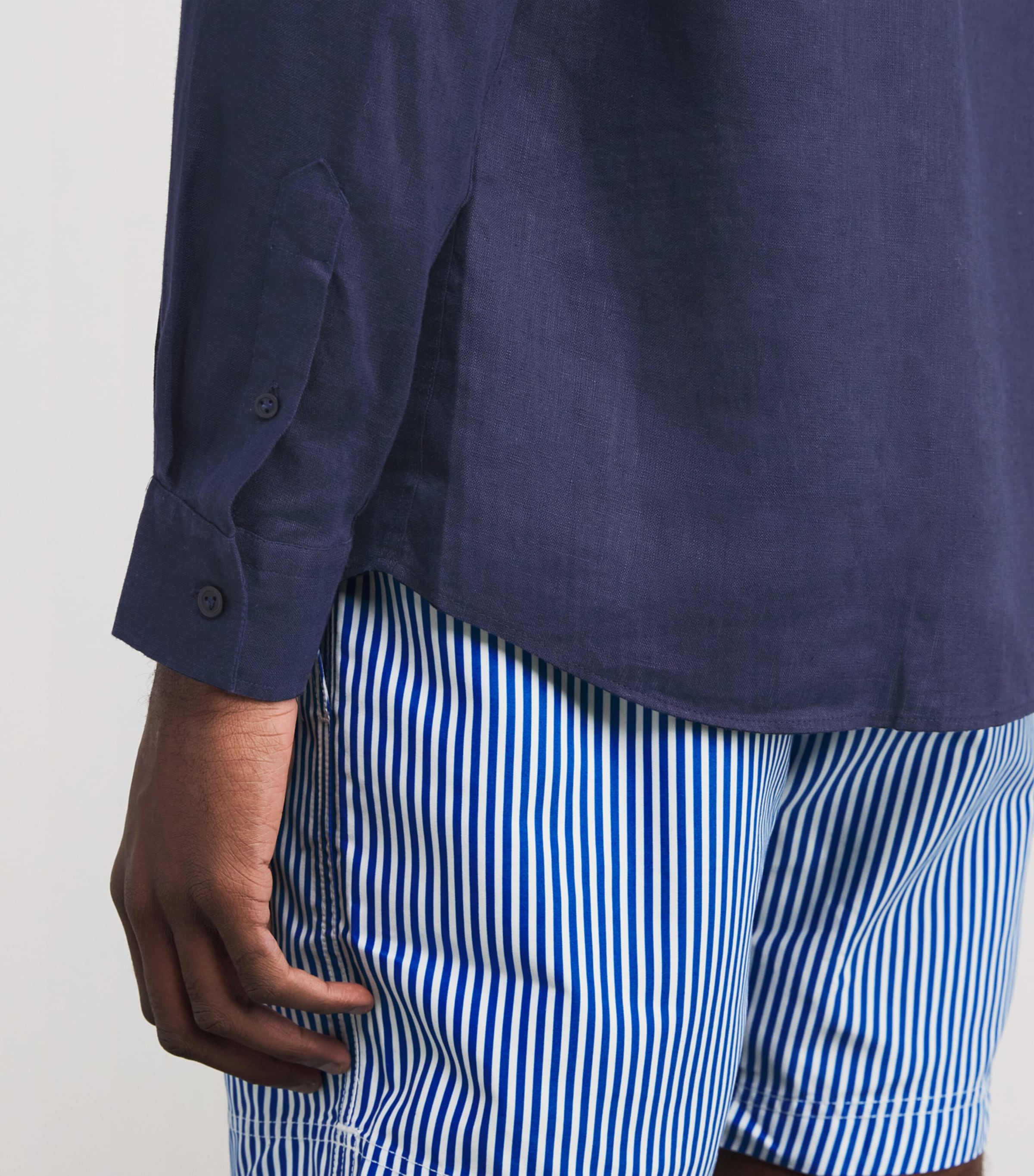 Linen Caroubis Shirt 390-BLEU MARINE Image 6