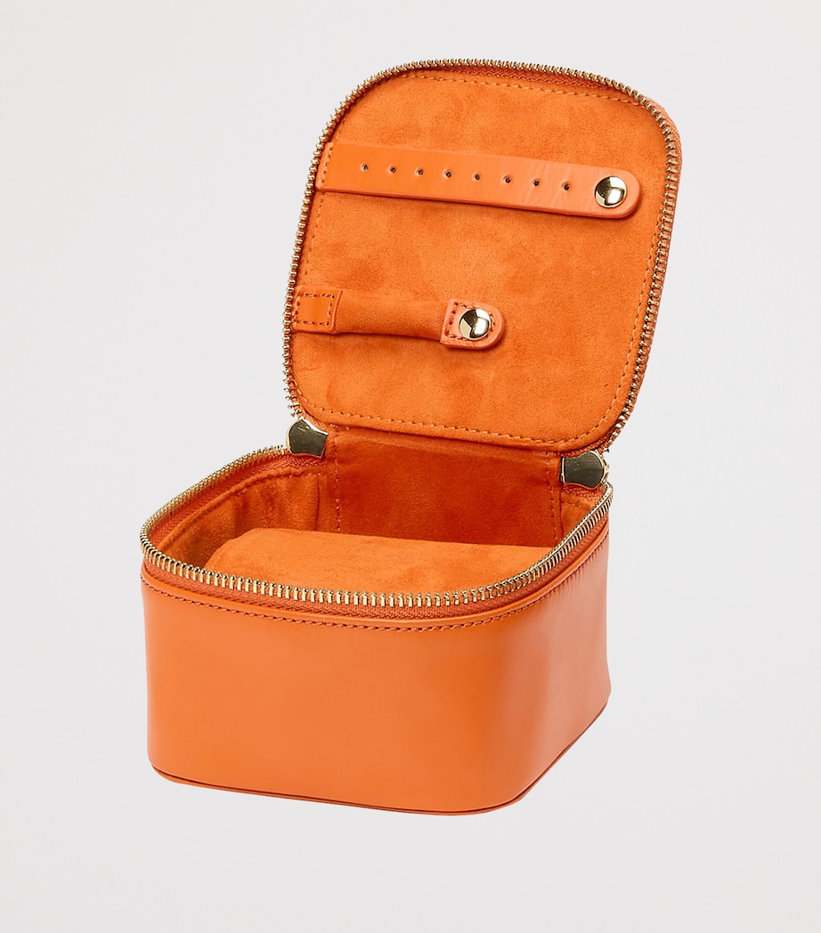 Vegan Leather Maria Cube Jewellery Case TANGERINE Image 3
